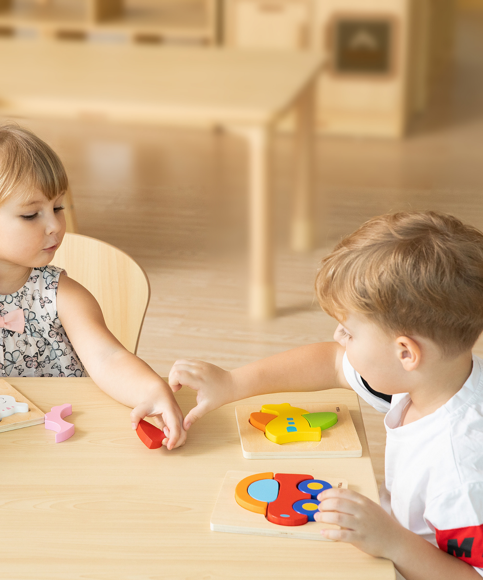 Viga Set of 12, 4-5 Piece Block Puzzle, Montessori Wooden Toy, Develops Sensory, Cognitive & Fine Motor Skills, Non-Toxic & Eco-friendly Kids Educational Toy, Suitable for Boys and Girls Aged 18M+