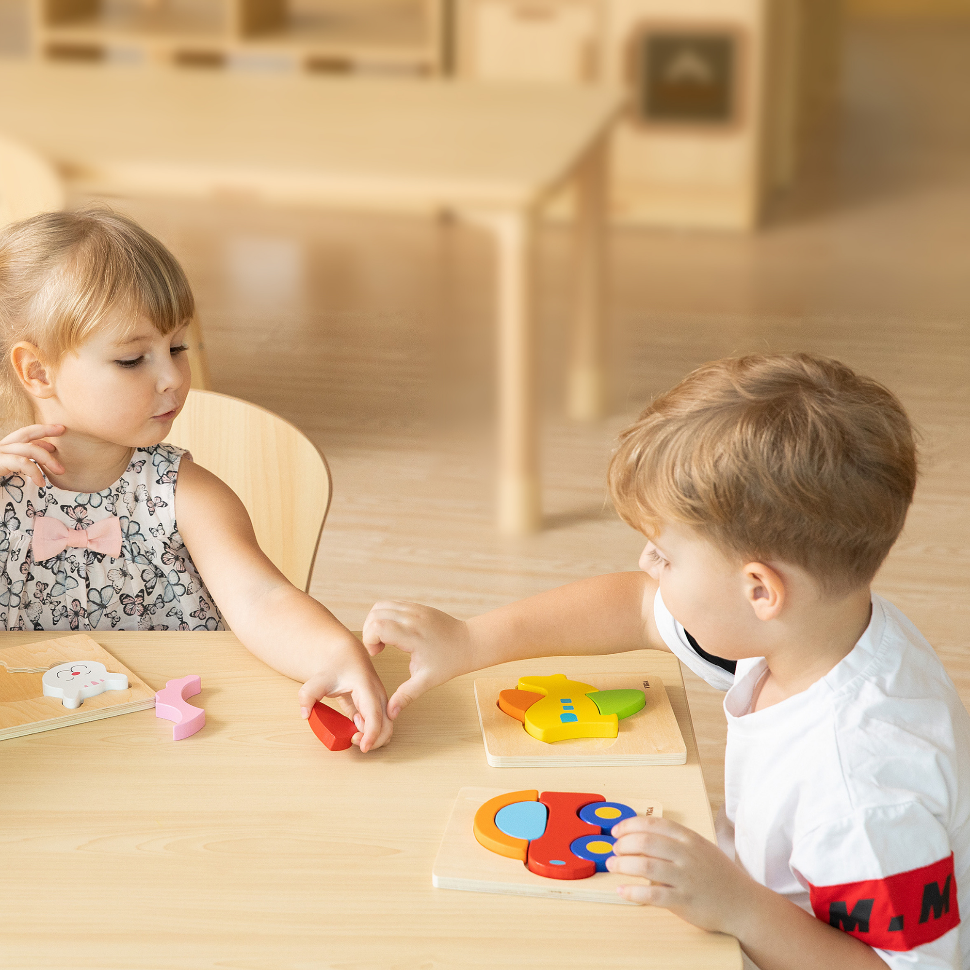 Viga Set of 12, 4-5 Piece Block Puzzle, Montessori Wooden Toy, Develops Sensory, Cognitive & Fine Motor Skills, Non-Toxic & Eco-friendly Kids Educational Toy, Suitable for Boys and Girls Aged 18M+