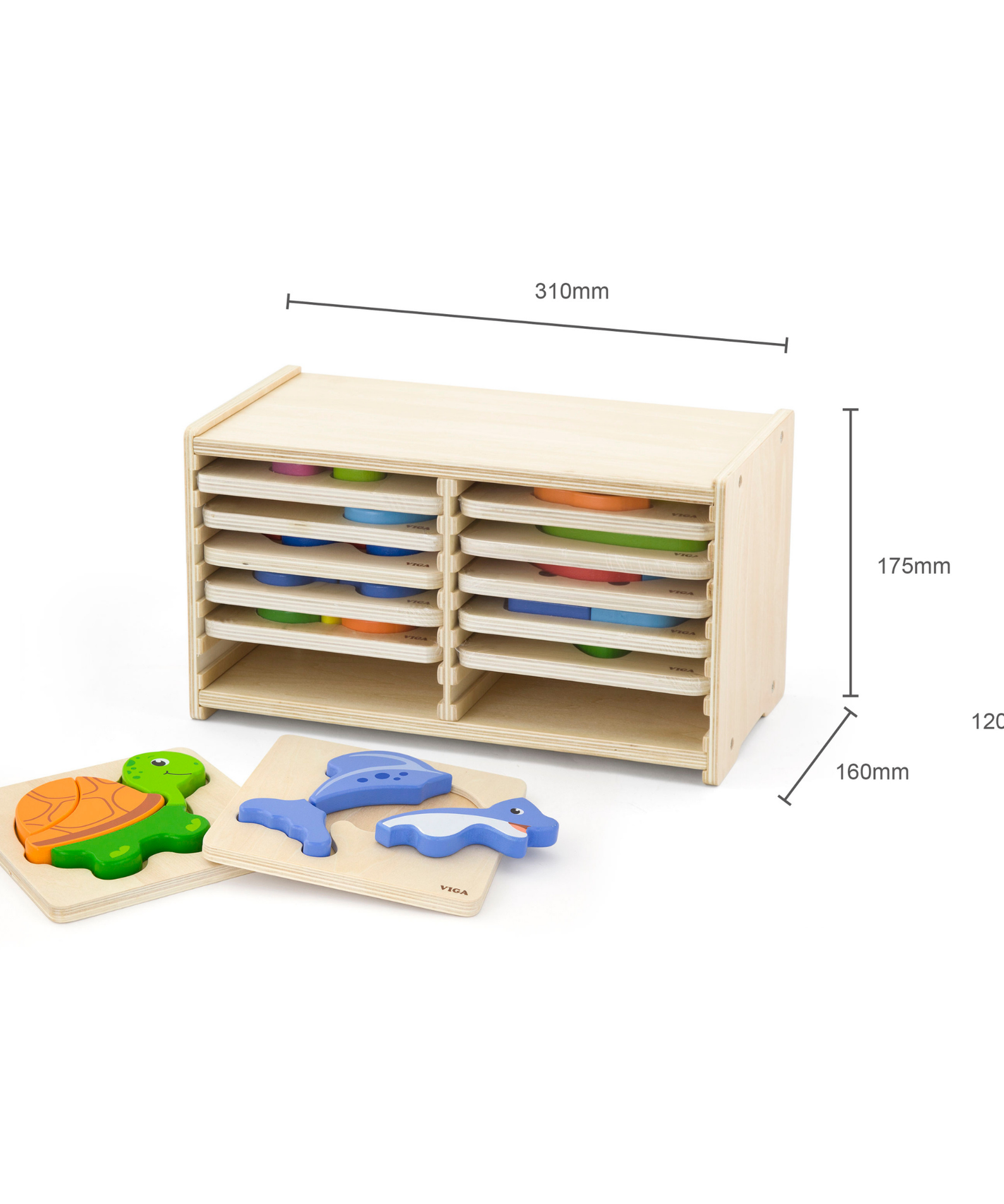 Viga Set of 12, 4-5 Piece Block Puzzle, Montessori Wooden Toy, Develops Sensory, Cognitive & Fine Motor Skills, Non-Toxic & Eco-friendly Kids Educational Toy, Suitable for Boys and Girls Aged 18M+