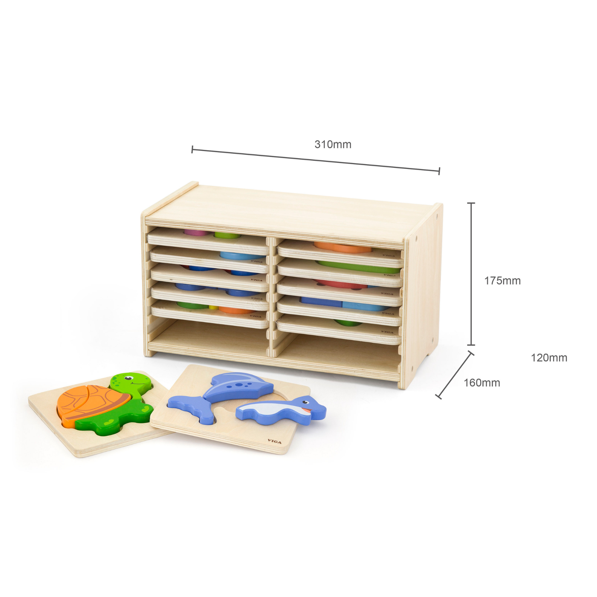 Viga Set of 12, 4-5 Piece Block Puzzle, Montessori Wooden Toy, Develops Sensory, Cognitive & Fine Motor Skills, Non-Toxic & Eco-friendly Kids Educational Toy, Suitable for Boys and Girls Aged 18M+