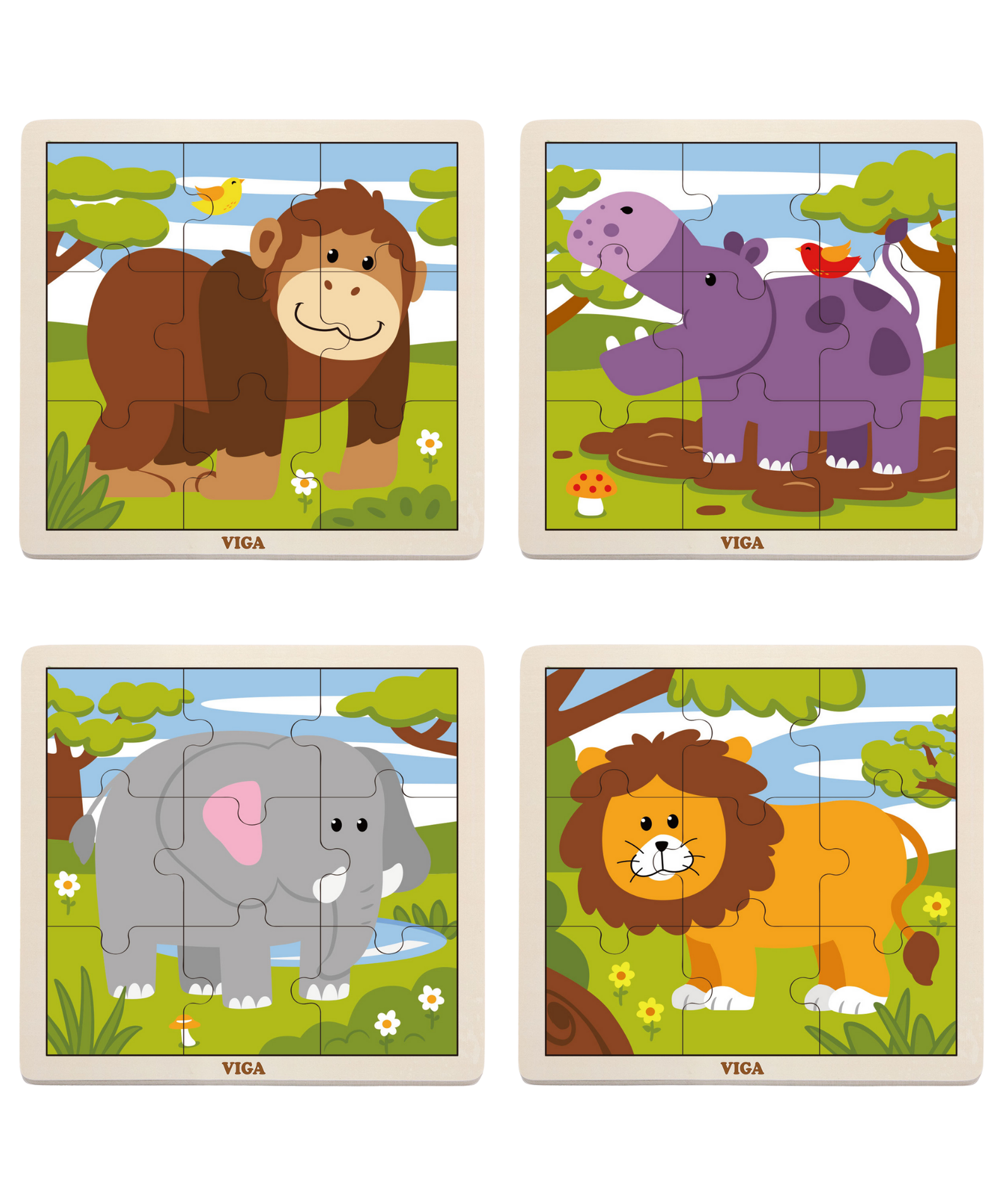 Viga Set of 12, 9 Piece Jigsaw Puzzle, Montessori Wooden Toy, Develops Sensory, Cognitive & Fine Motor Skills, Non-Toxic & Eco-friendly Kids Educational Toy, Suitable for Boys and Girls Aged 2Y+