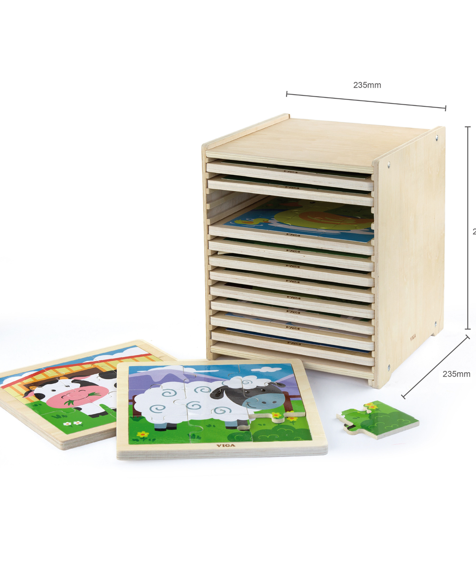 Viga Set of 12, 9 Piece Jigsaw Puzzle, Montessori Wooden Toy, Develops Sensory, Cognitive & Fine Motor Skills, Non-Toxic & Eco-friendly Kids Educational Toy, Suitable for Boys and Girls Aged 2Y+