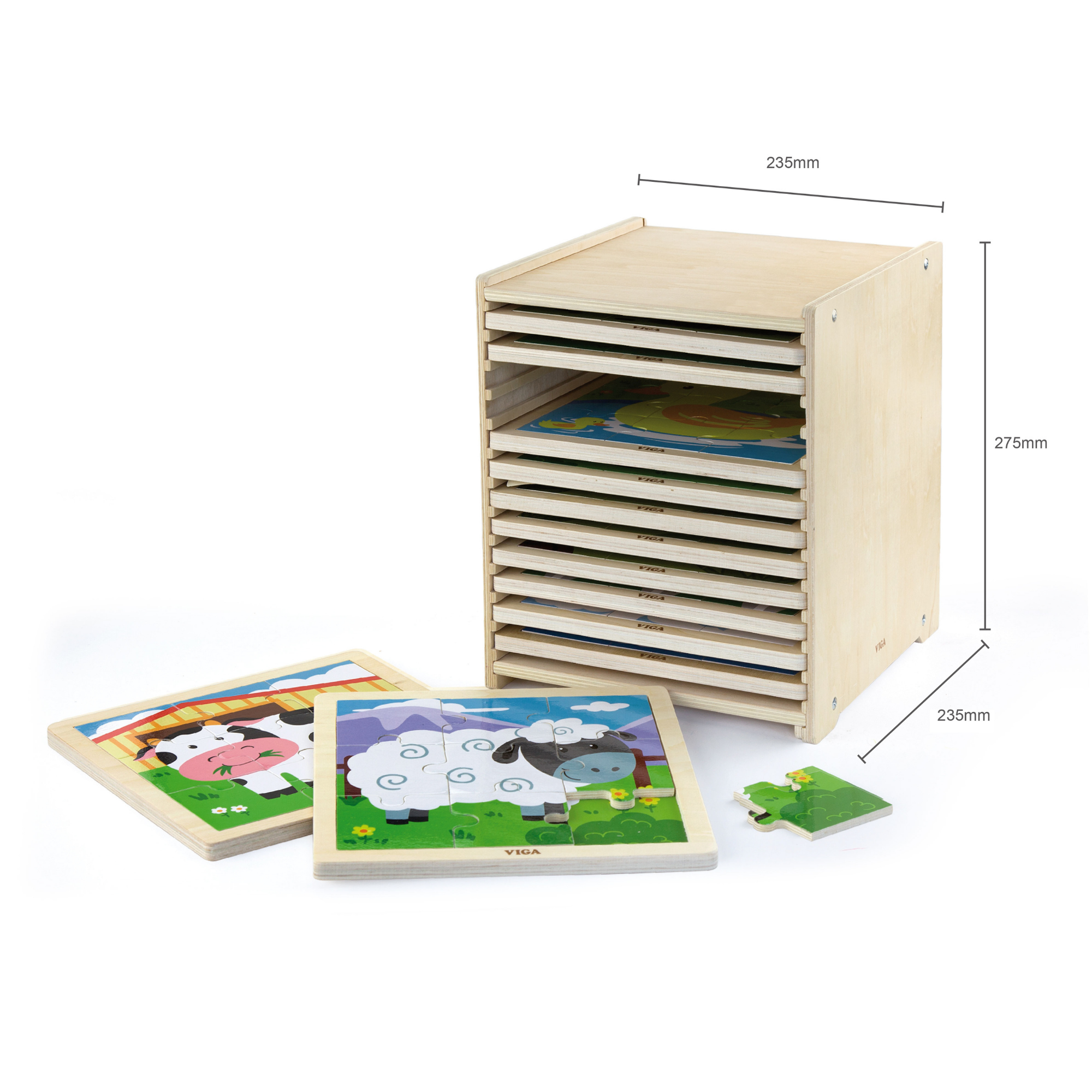 Viga Set of 12, 9 Piece Jigsaw Puzzle, Montessori Wooden Toy, Develops Sensory, Cognitive & Fine Motor Skills, Non-Toxic & Eco-friendly Kids Educational Toy, Suitable for Boys and Girls Aged 2Y+