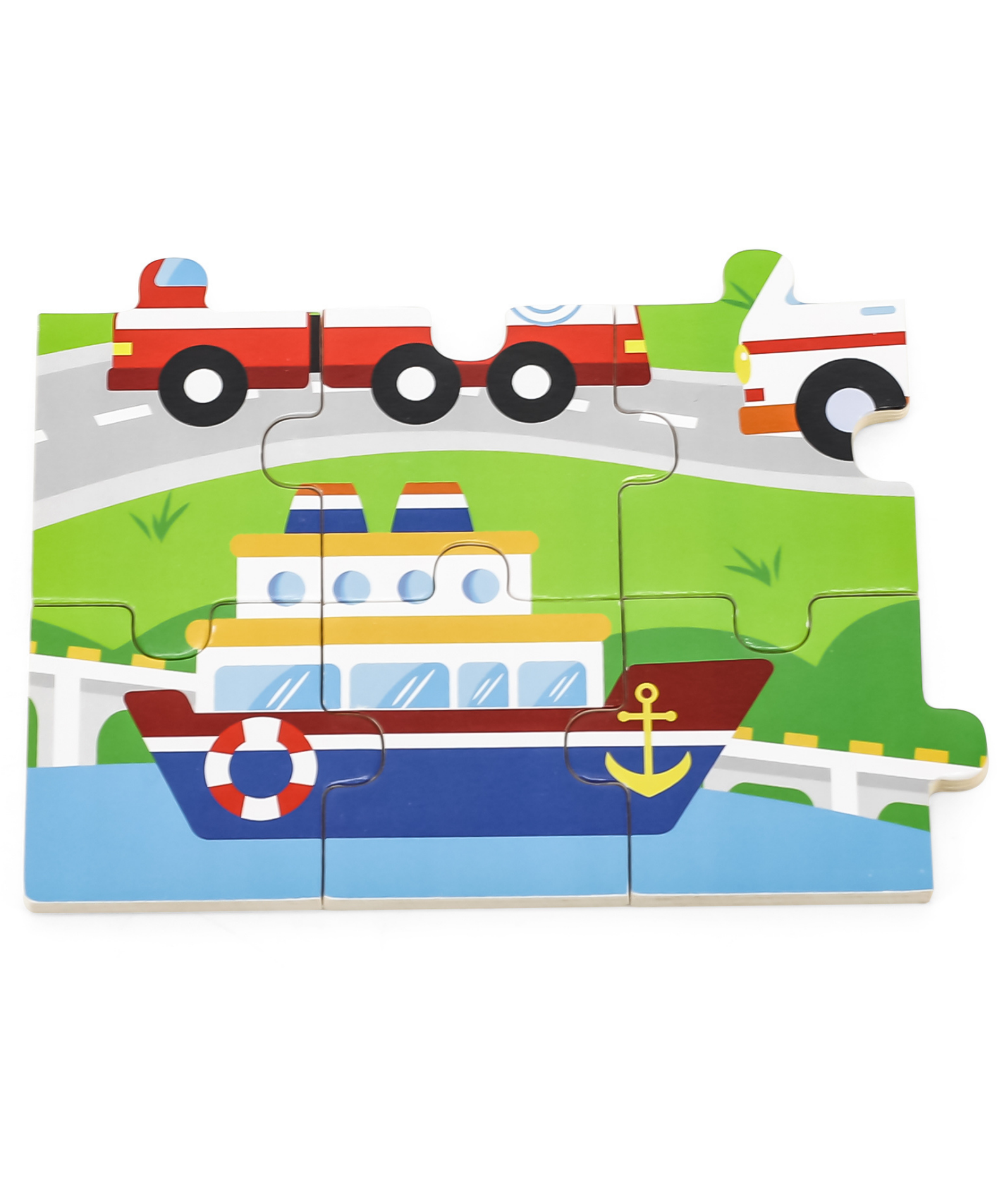 Viga Vehicles, 24 Piece Jigsaw Puzzle, Montessori Wooden Toy, Develops Sensory, Cognitive & Fine Motor Skills, Non-Toxic & Eco-friendly Kids Educational Toy, Suitable for Boys and Girls Aged 2Y+