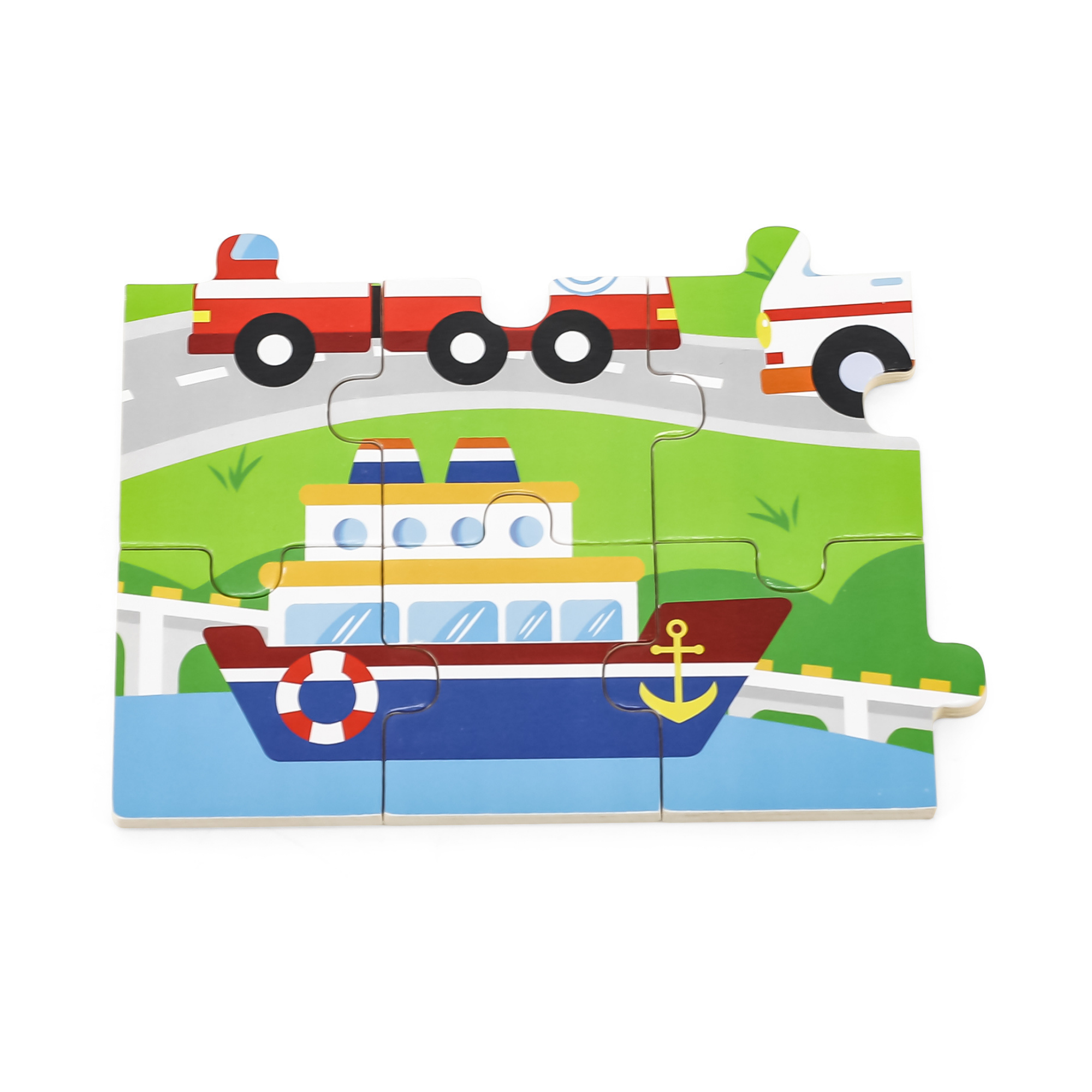 Viga Vehicles, 24 Piece Jigsaw Puzzle, Montessori Wooden Toy, Develops Sensory, Cognitive & Fine Motor Skills, Non-Toxic & Eco-friendly Kids Educational Toy, Suitable for Boys and Girls Aged 2Y+