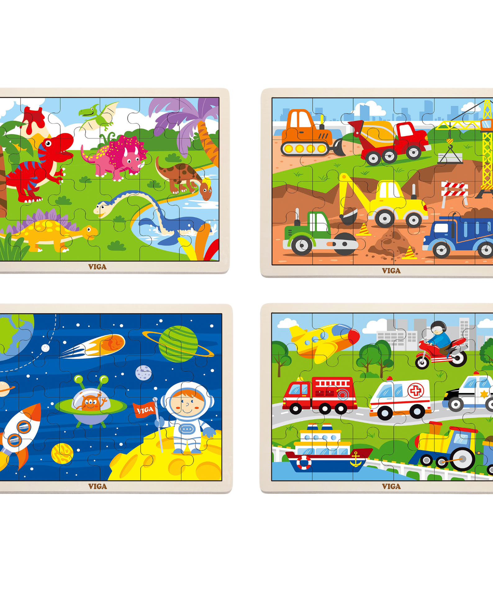 Viga Vehicles, 24 Piece Jigsaw Puzzle, Montessori Wooden Toy, Develops Sensory, Cognitive & Fine Motor Skills, Non-Toxic & Eco-friendly Kids Educational Toy, Suitable for Boys and Girls Aged 2Y+