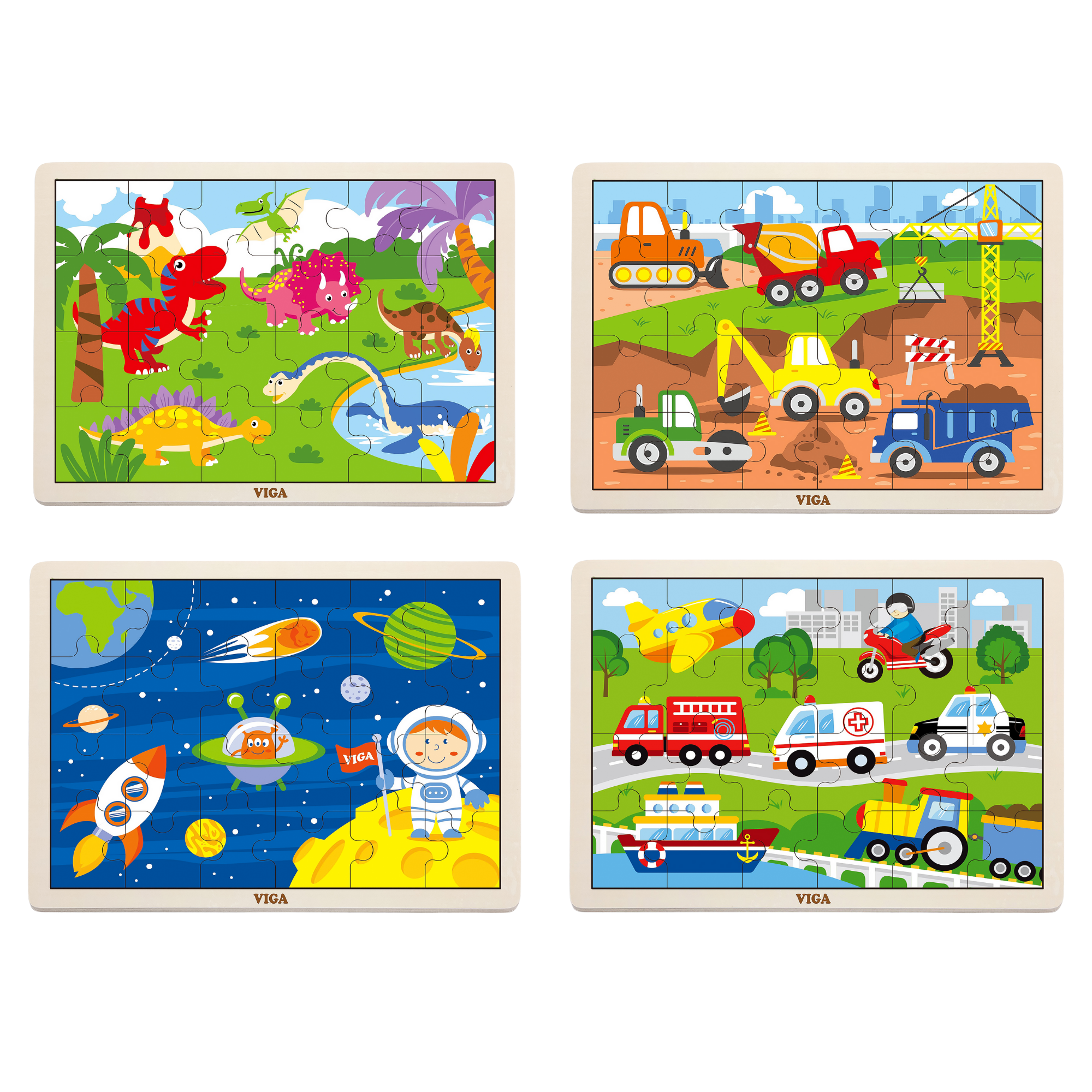 Viga Vehicles, 24 Piece Jigsaw Puzzle, Montessori Wooden Toy, Develops Sensory, Cognitive & Fine Motor Skills, Non-Toxic & Eco-friendly Kids Educational Toy, Suitable for Boys and Girls Aged 2Y+