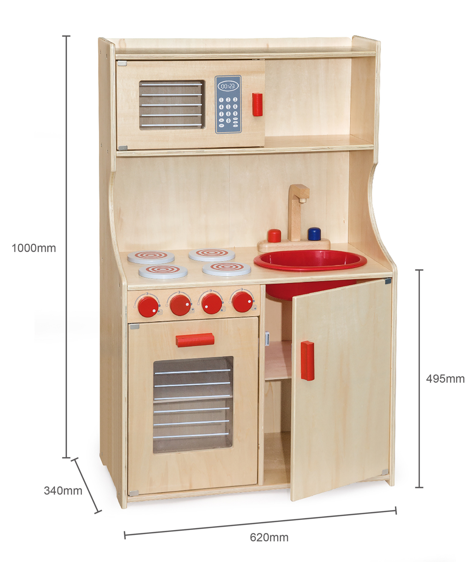 VIGA Wooden Modern Kitchen  Natural Color Pretend Play Set for Kids  Age 3+ Years