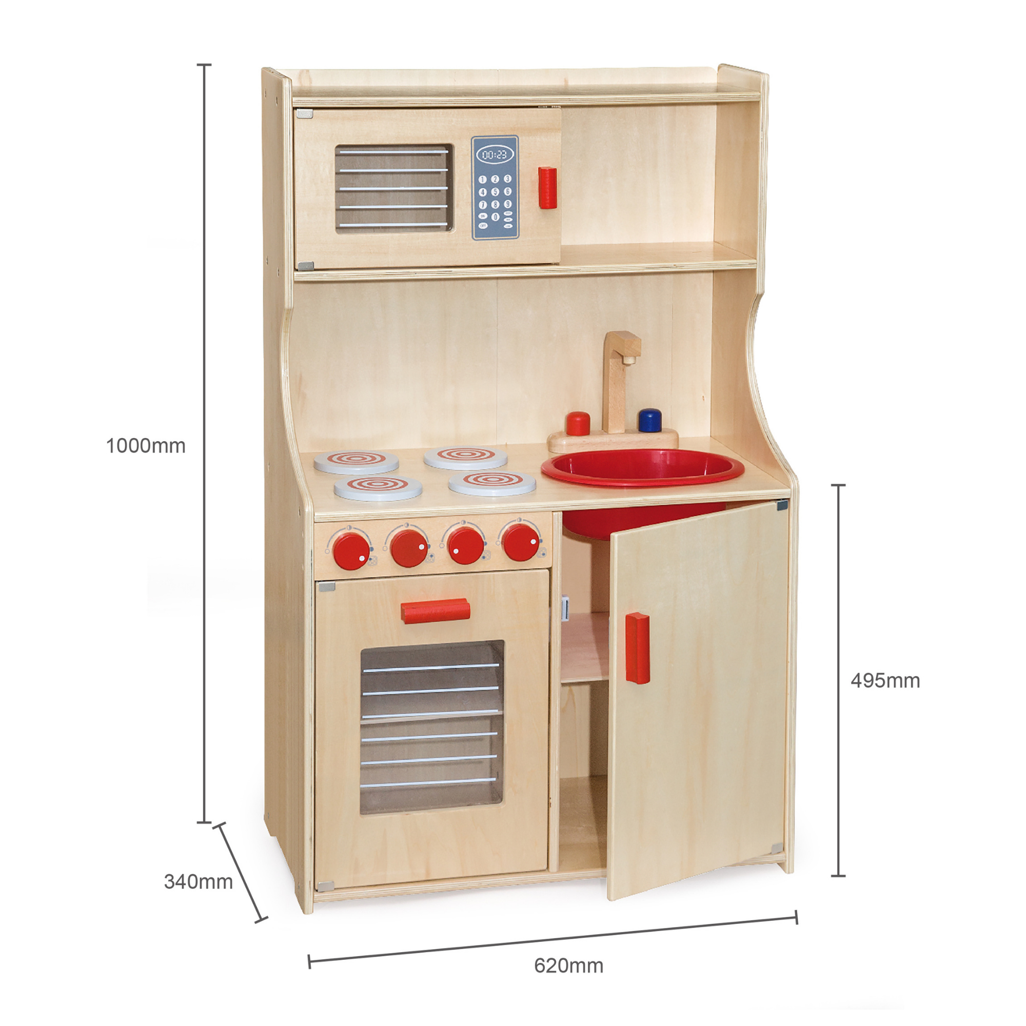 VIGA Wooden Modern Kitchen  Natural Color Pretend Play Set for Kids  Age 3+ Years