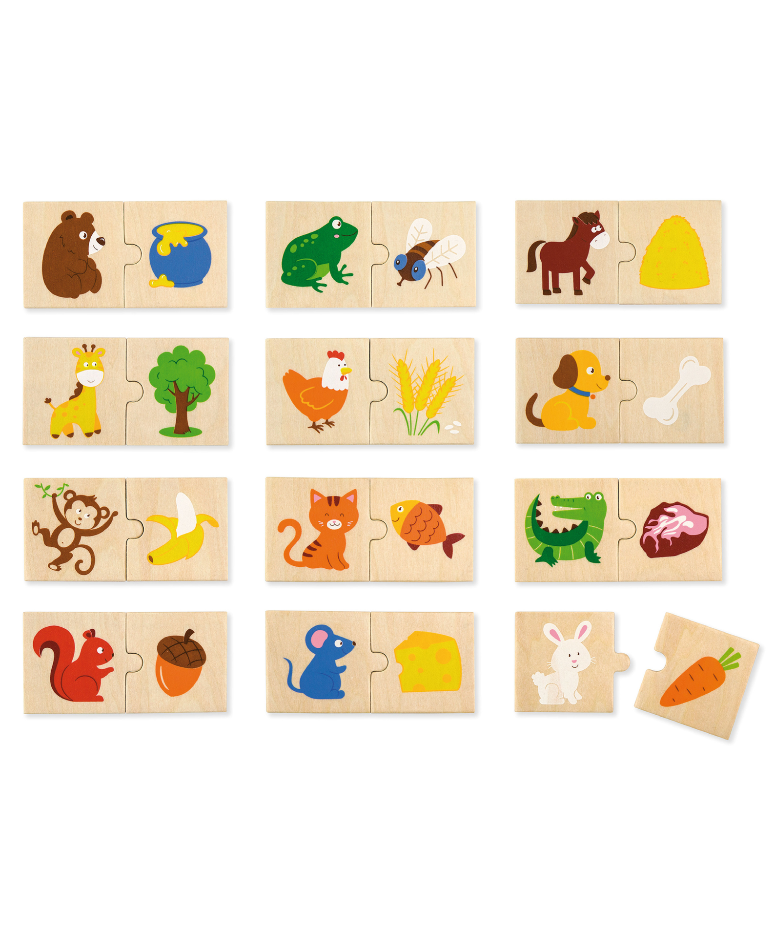 Viga Animal Feeding, 12 Piece Mix & Match Puzzle, Montessori Wooden Toy, Develops Sensory, Cognitive & Fine Motor Skills, Non-Toxic & Eco-friendly Kids Educational Toy, for Boys & Girls 18M+