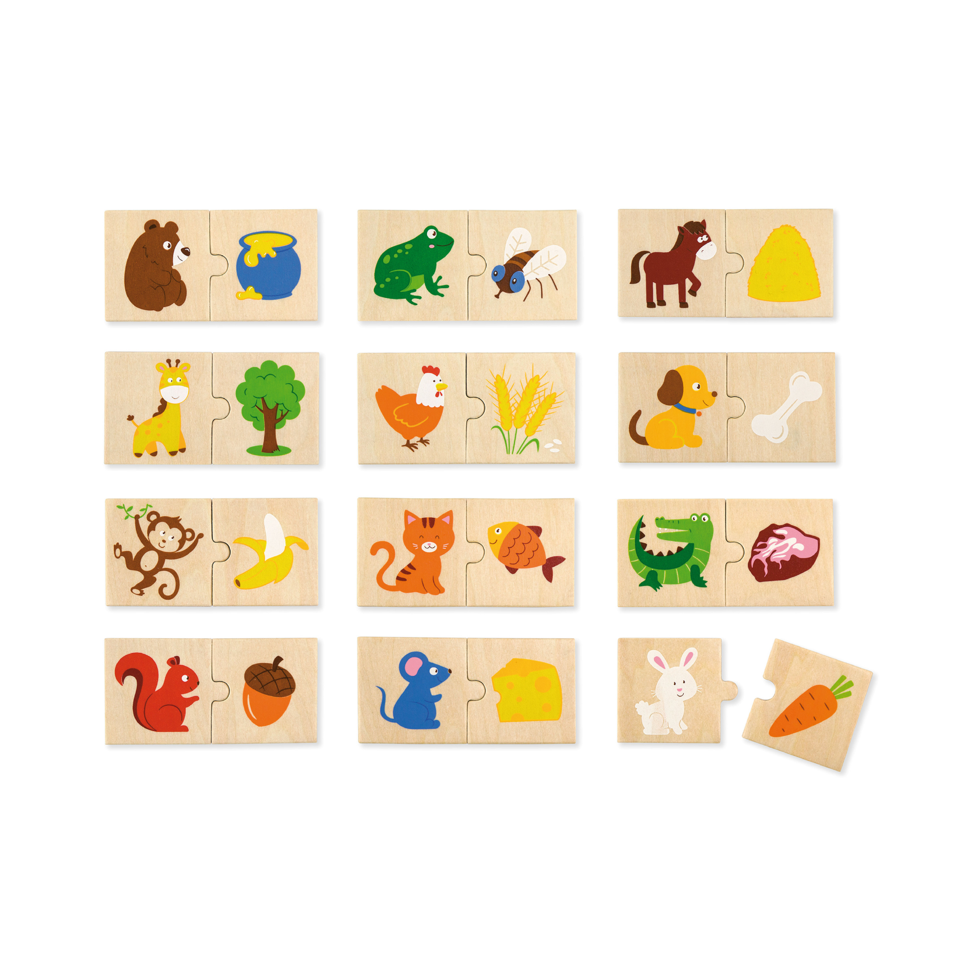 Viga Animal Feeding, 12 Piece Mix & Match Puzzle, Montessori Wooden Toy, Develops Sensory, Cognitive & Fine Motor Skills, Non-Toxic & Eco-friendly Kids Educational Toy, for Boys & Girls 18M+