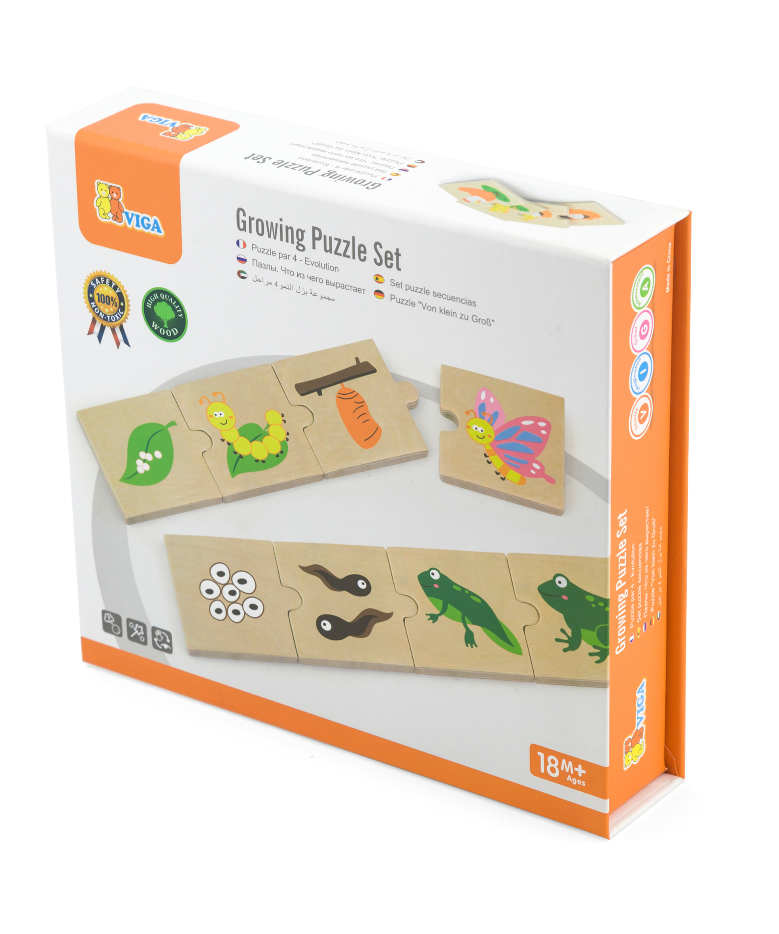 Viga Growing Plants & Animals, 24 Piece Mix & Match Puzzle, Montessori Wooden Toy, Develops Sensory, Cognitive & Fine Motor Skills, Non-Toxic & Eco-friendly Kids Educational Toy, 18M+