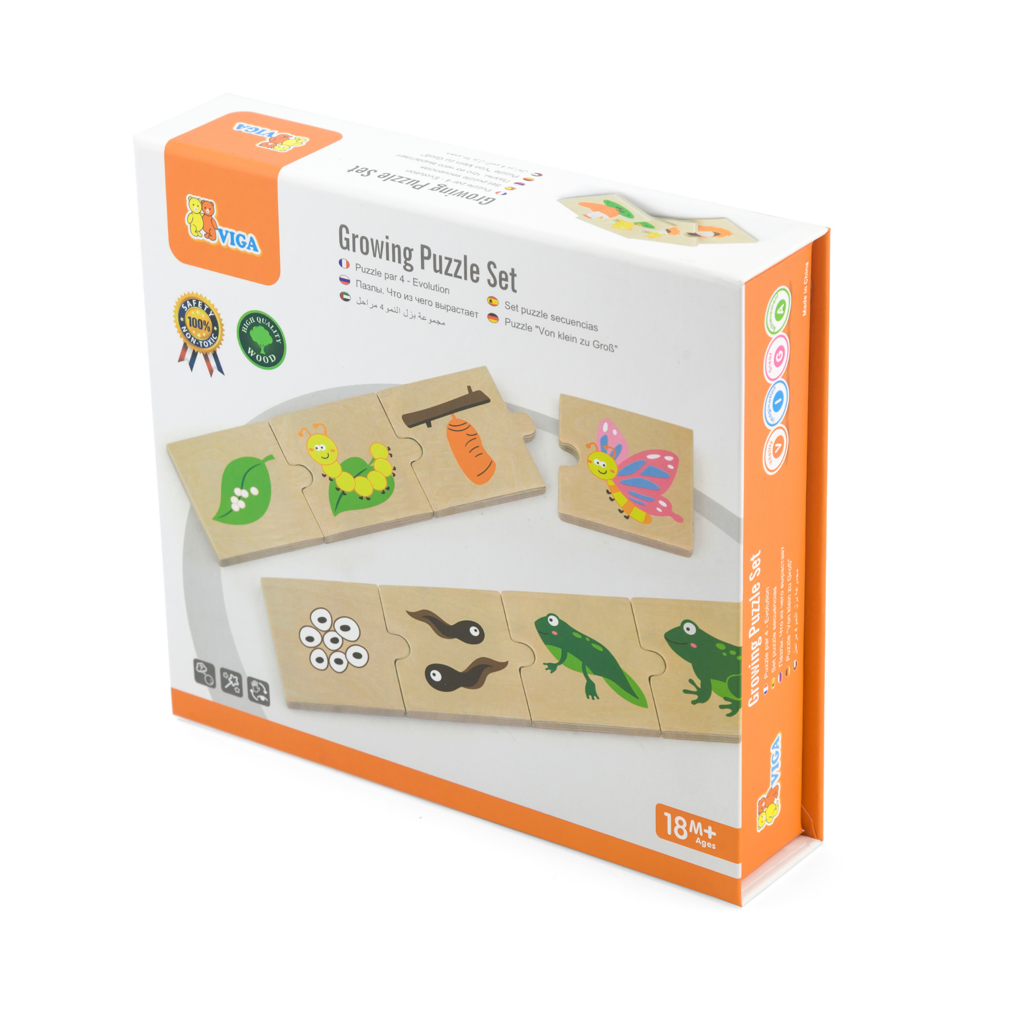 Viga Growing Plants & Animals, 24 Piece Mix & Match Puzzle, Montessori Wooden Toy, Develops Sensory, Cognitive & Fine Motor Skills, Non-Toxic & Eco-friendly Kids Educational Toy, 18M+