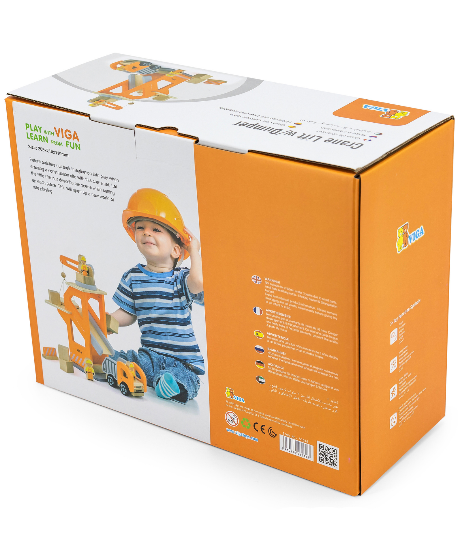 VIGA Wooden Crane Lift with Dumper  3 Builder Figures, Dump Truck, Blocks, and Accessories  Construction Role Play Toy for Kids  Ages 3 and Up