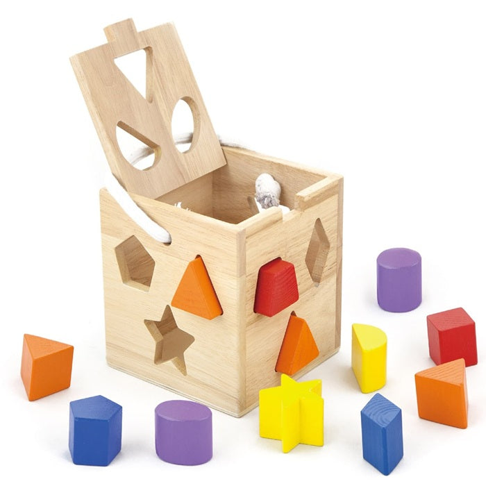 VIGA Wooden Shape Sorting Box with 12 Blocks  Educational Toy for Kids Age 18M+