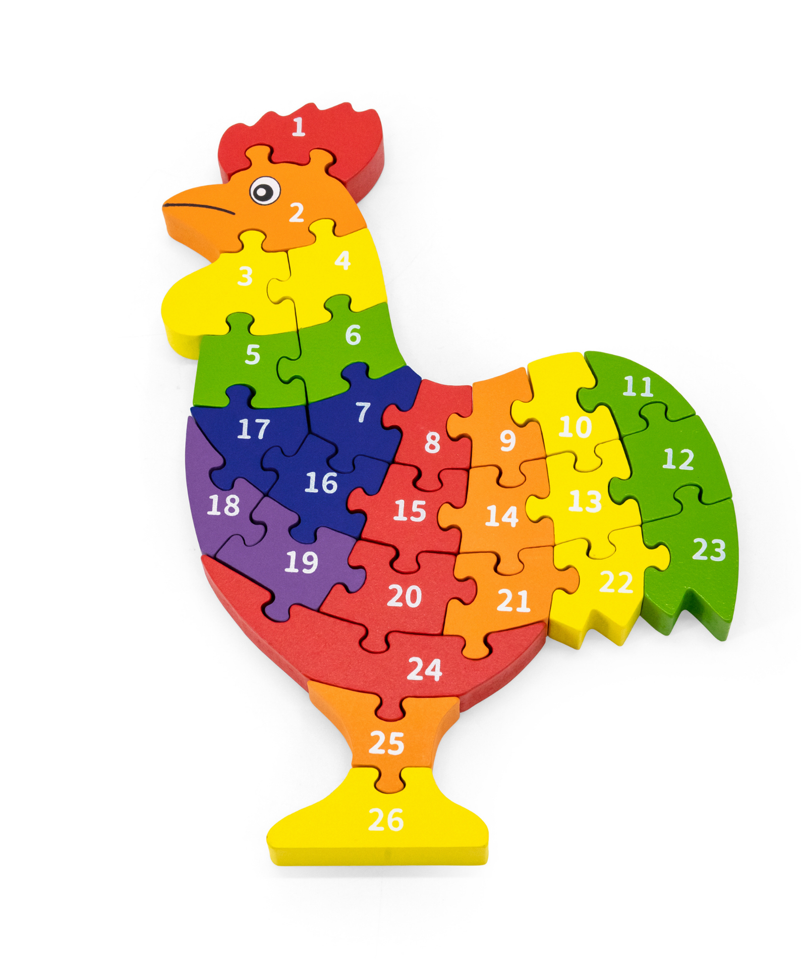 Viga 3D Rooster with Alphabets, 26 Piece Jigsaw Block Puzzle, Montessori Wooden Toy, Develops Sensory, Cognitive & Fine Motor Skills, Non-Toxic & Eco-friendly Kids Educational Toy, 3Y+