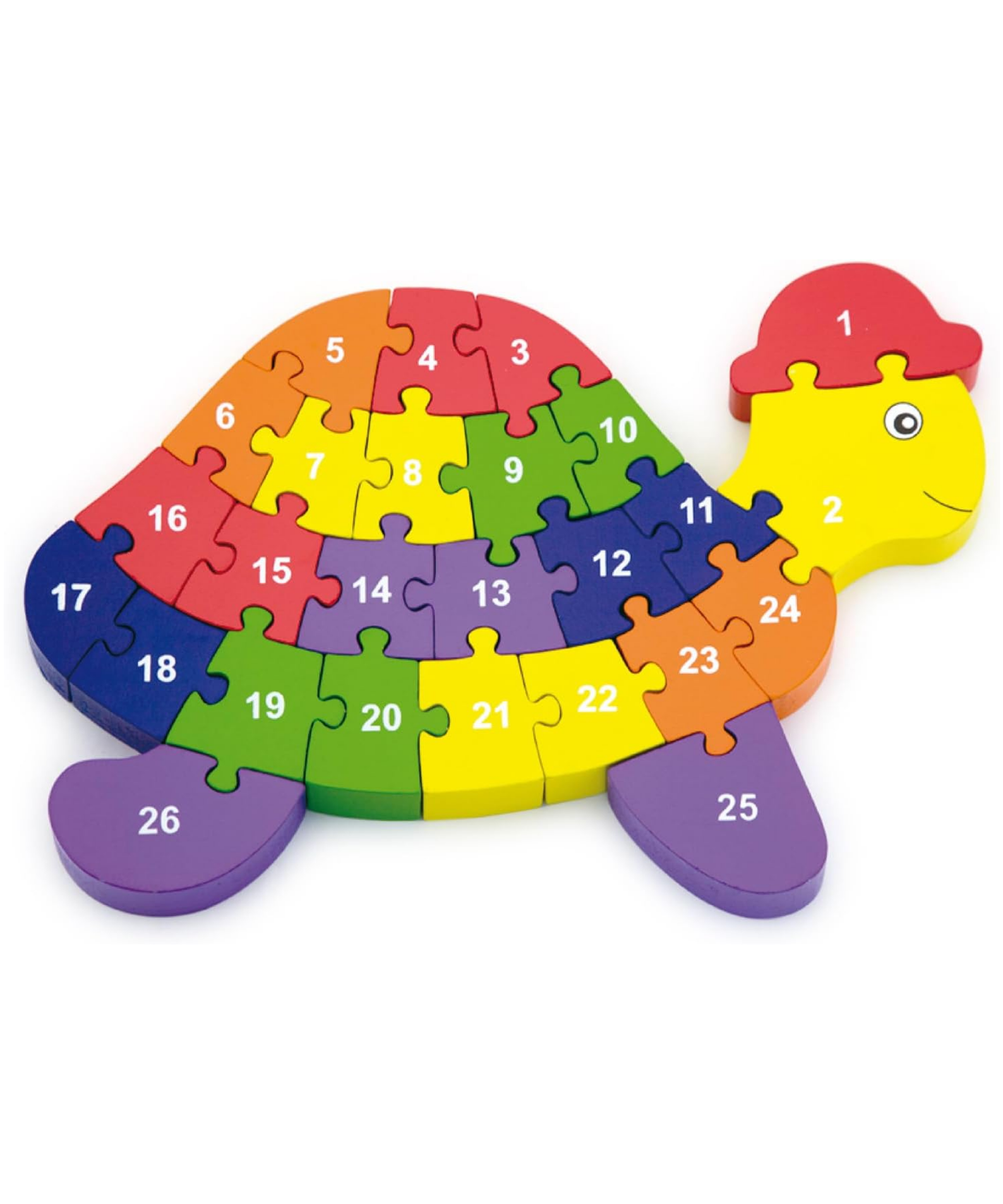 Viga 3D Turtle with Alphabets, 26 Piece Jigsaw Block Puzzle, Montessori Wooden Toy, Develops Sensory, Cognitive & Fine Motor Skills, Non-Toxic & Eco-friendly Kids Educational Toy, 3Y+