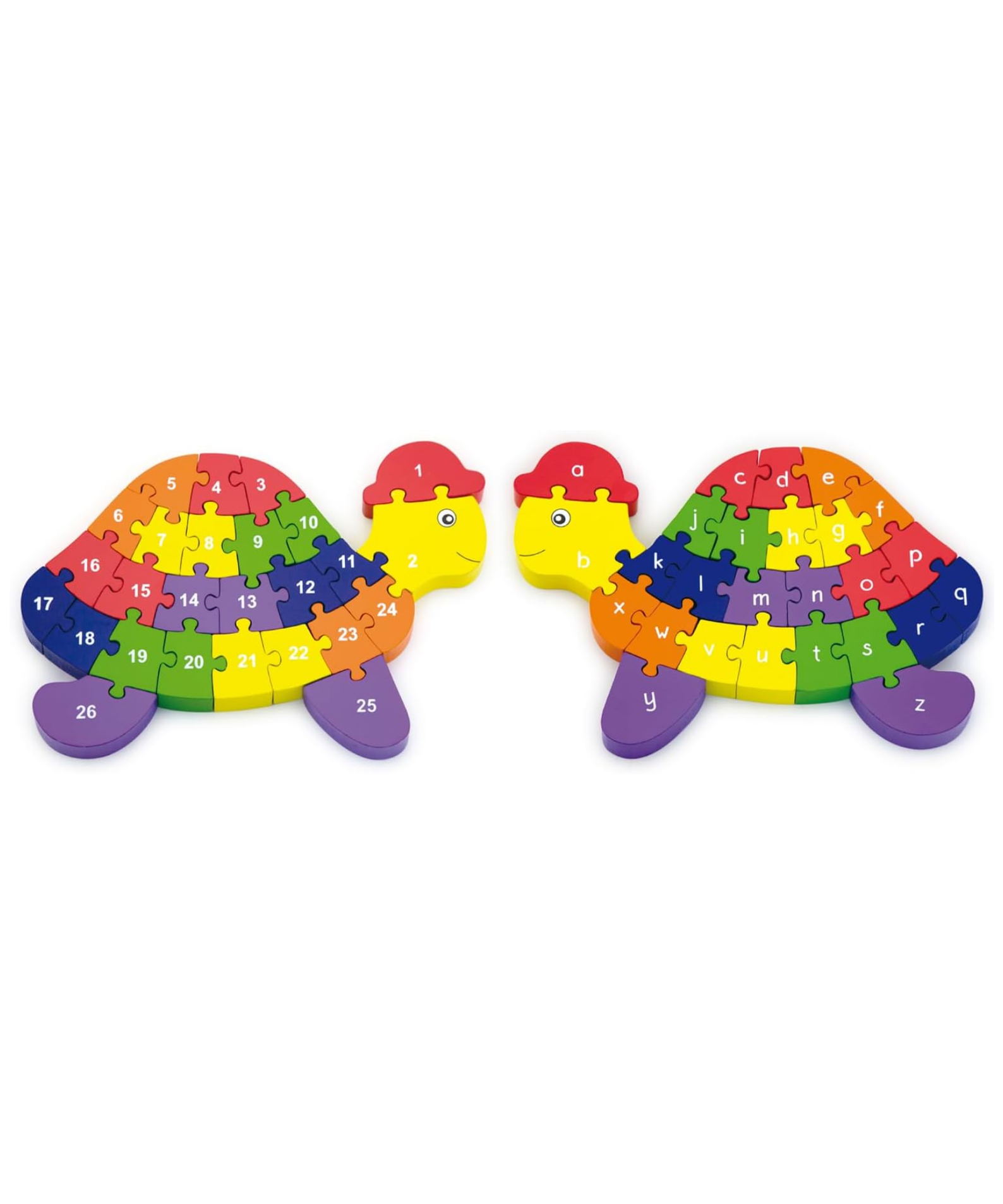 Viga 3D Turtle with Alphabets, 26 Piece Jigsaw Block Puzzle, Montessori Wooden Toy, Develops Sensory, Cognitive & Fine Motor Skills, Non-Toxic & Eco-friendly Kids Educational Toy, 3Y+