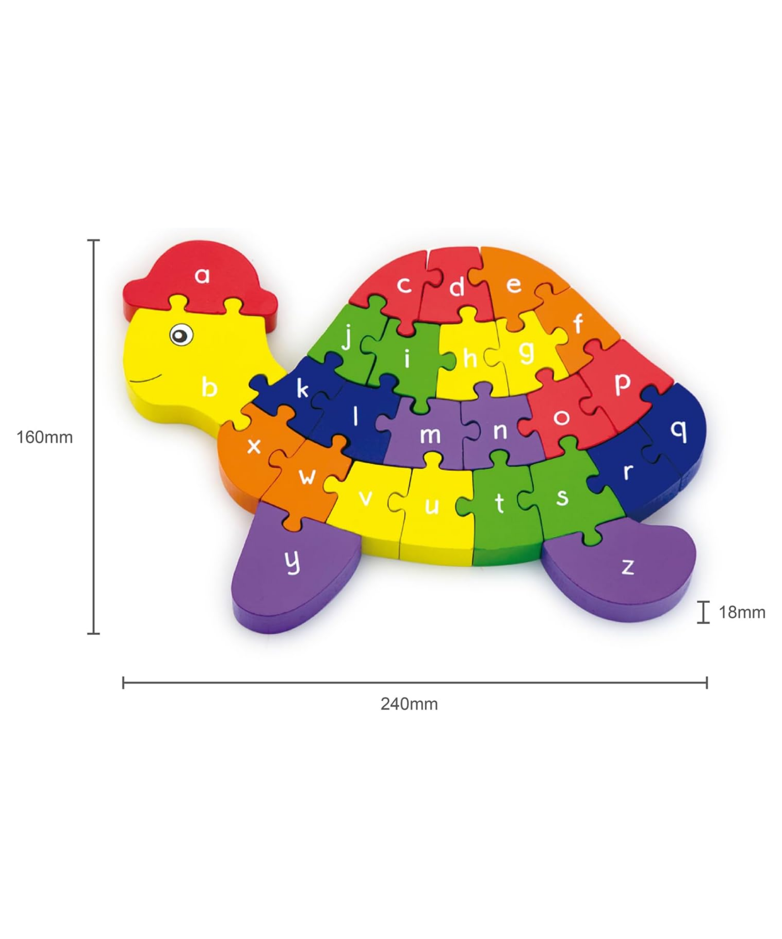 Viga 3D Turtle with Alphabets, 26 Piece Jigsaw Block Puzzle, Montessori Wooden Toy, Develops Sensory, Cognitive & Fine Motor Skills, Non-Toxic & Eco-friendly Kids Educational Toy, 3Y+