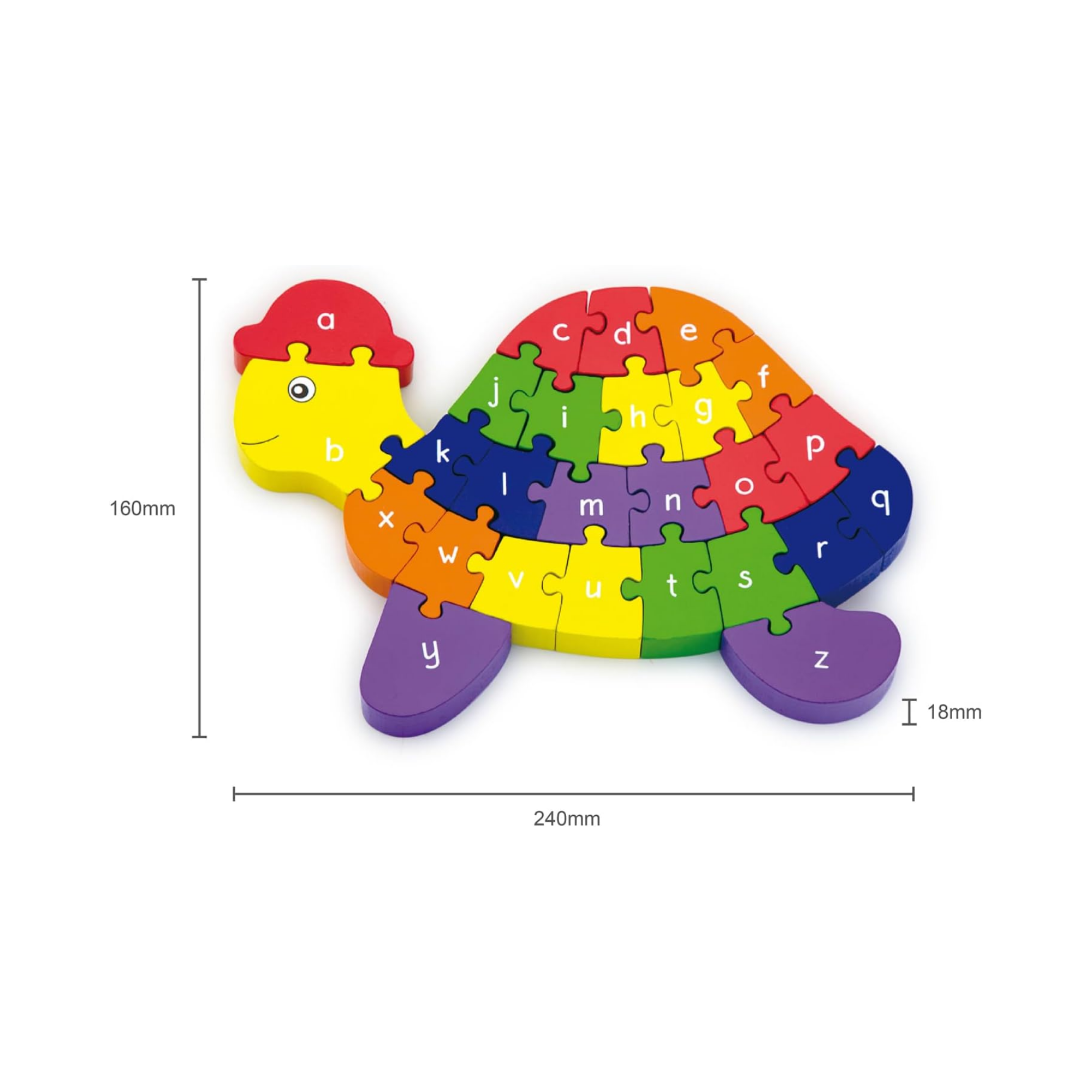 Viga 3D Turtle with Alphabets, 26 Piece Jigsaw Block Puzzle, Montessori Wooden Toy, Develops Sensory, Cognitive & Fine Motor Skills, Non-Toxic & Eco-friendly Kids Educational Toy, 3Y+