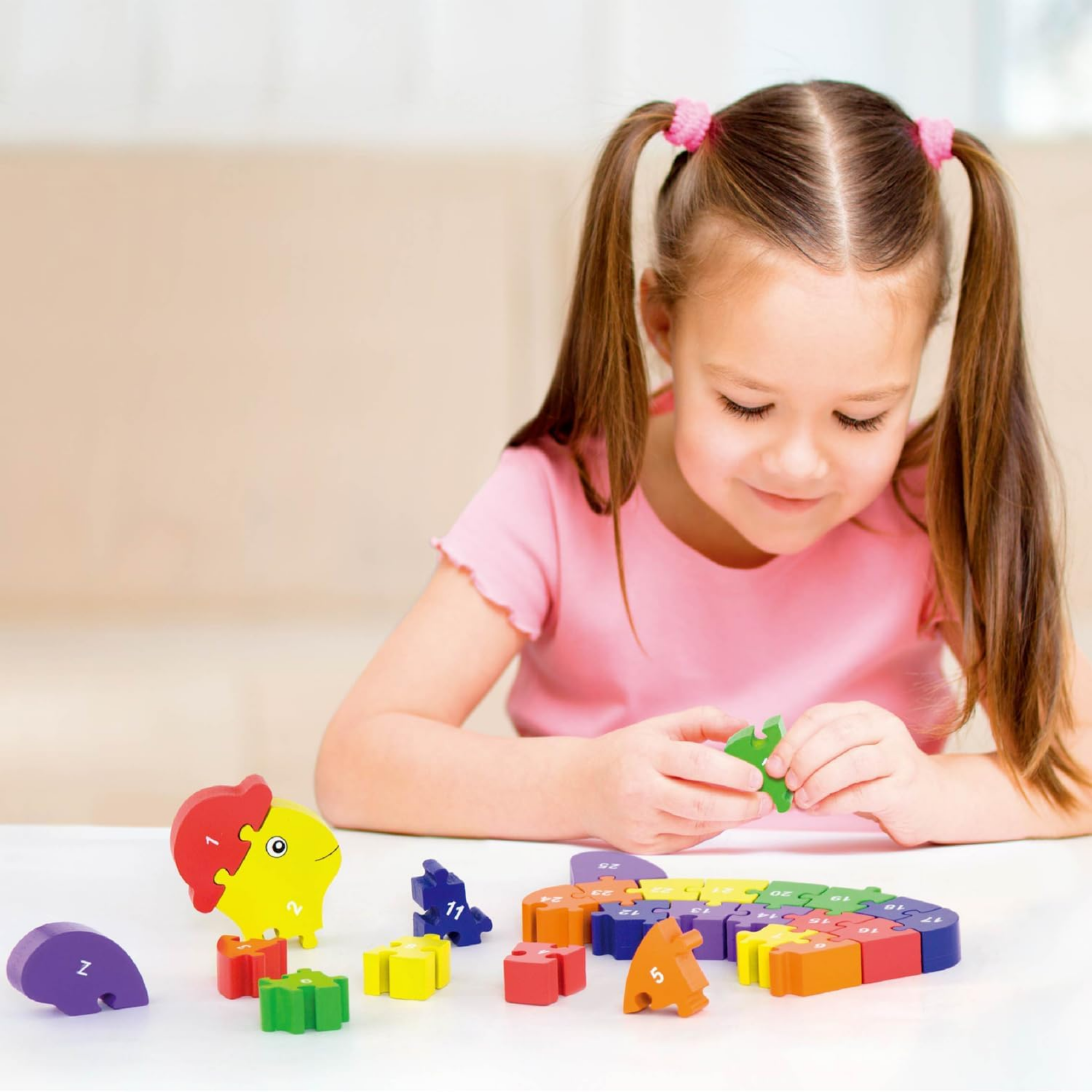 Viga 3D Turtle with Alphabets, 26 Piece Jigsaw Block Puzzle, Montessori Wooden Toy, Develops Sensory, Cognitive & Fine Motor Skills, Non-Toxic & Eco-friendly Kids Educational Toy, 3Y+