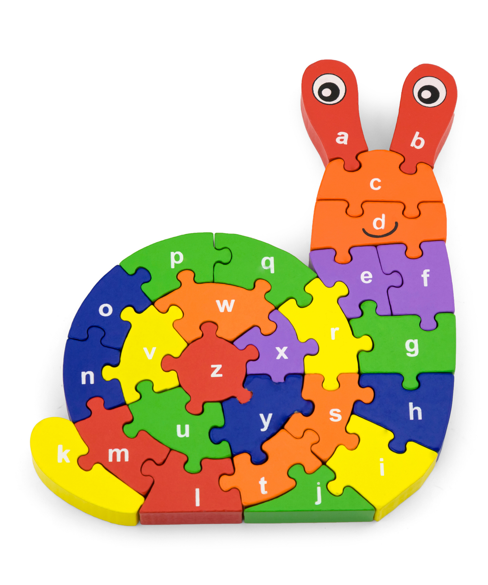 Viga 3D Snail with Alphabets, 26 Piece Jigsaw Block Puzzle, Montessori Wooden Toy, Develops Sensory, Cognitive & Fine Motor Skills, Non-Toxic & Eco-friendly Kids Educational Toy, 3Y+