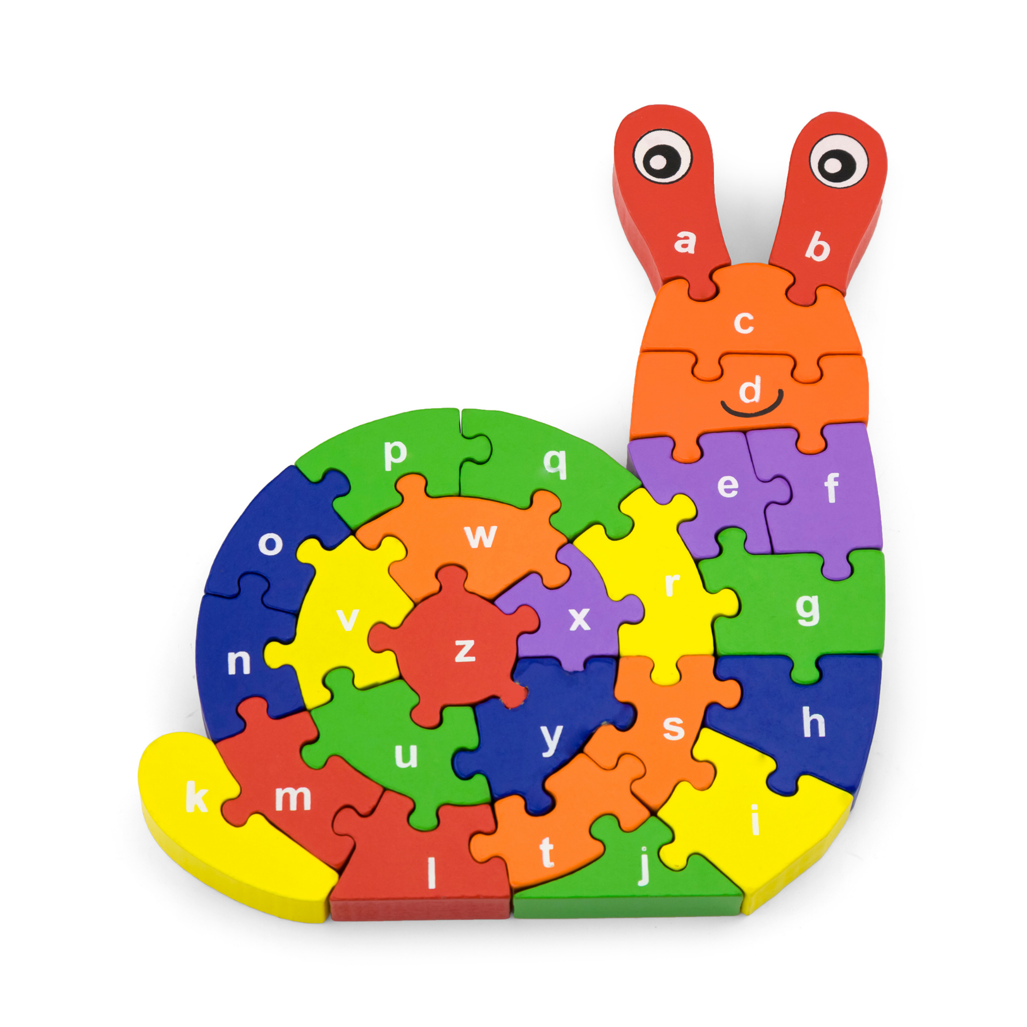 Viga 3D Snail with Alphabets, 26 Piece Jigsaw Block Puzzle, Montessori Wooden Toy, Develops Sensory, Cognitive & Fine Motor Skills, Non-Toxic & Eco-friendly Kids Educational Toy, 3Y+