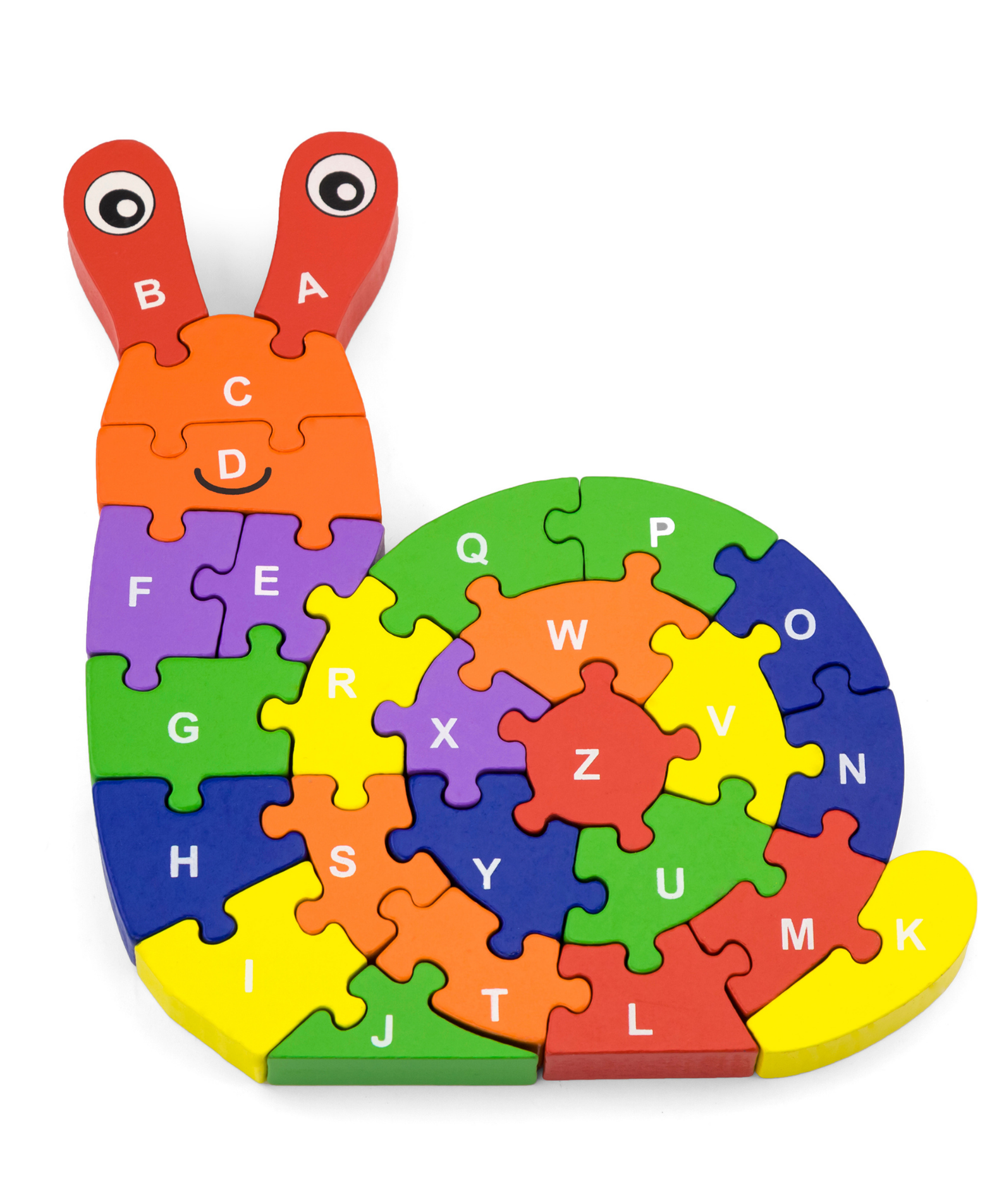Viga 3D Snail with Alphabets, 26 Piece Jigsaw Block Puzzle, Montessori Wooden Toy, Develops Sensory, Cognitive & Fine Motor Skills, Non-Toxic & Eco-friendly Kids Educational Toy, 3Y+