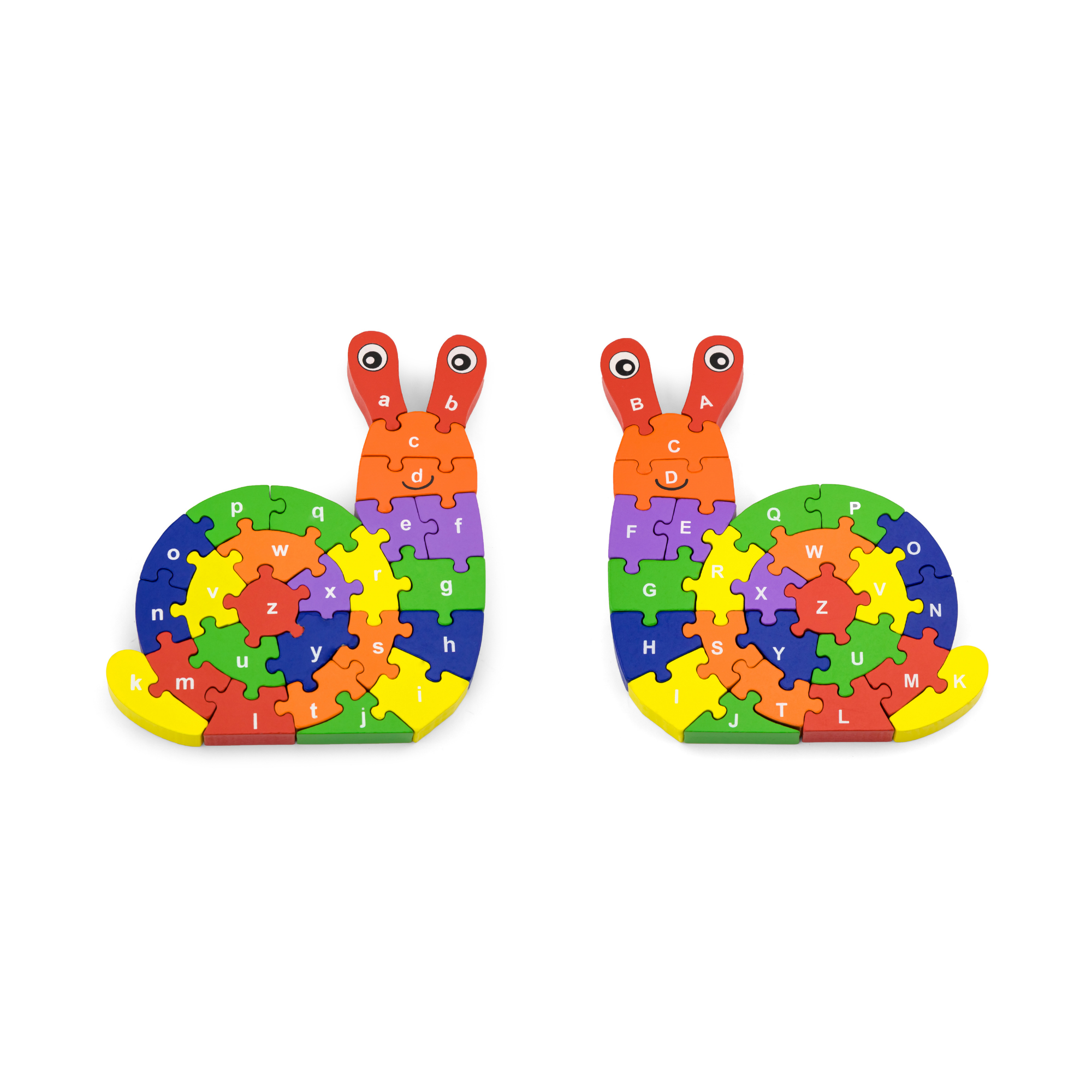 Viga 3D Snail with Alphabets, 26 Piece Jigsaw Block Puzzle, Montessori Wooden Toy, Develops Sensory, Cognitive & Fine Motor Skills, Non-Toxic & Eco-friendly Kids Educational Toy, 3Y+