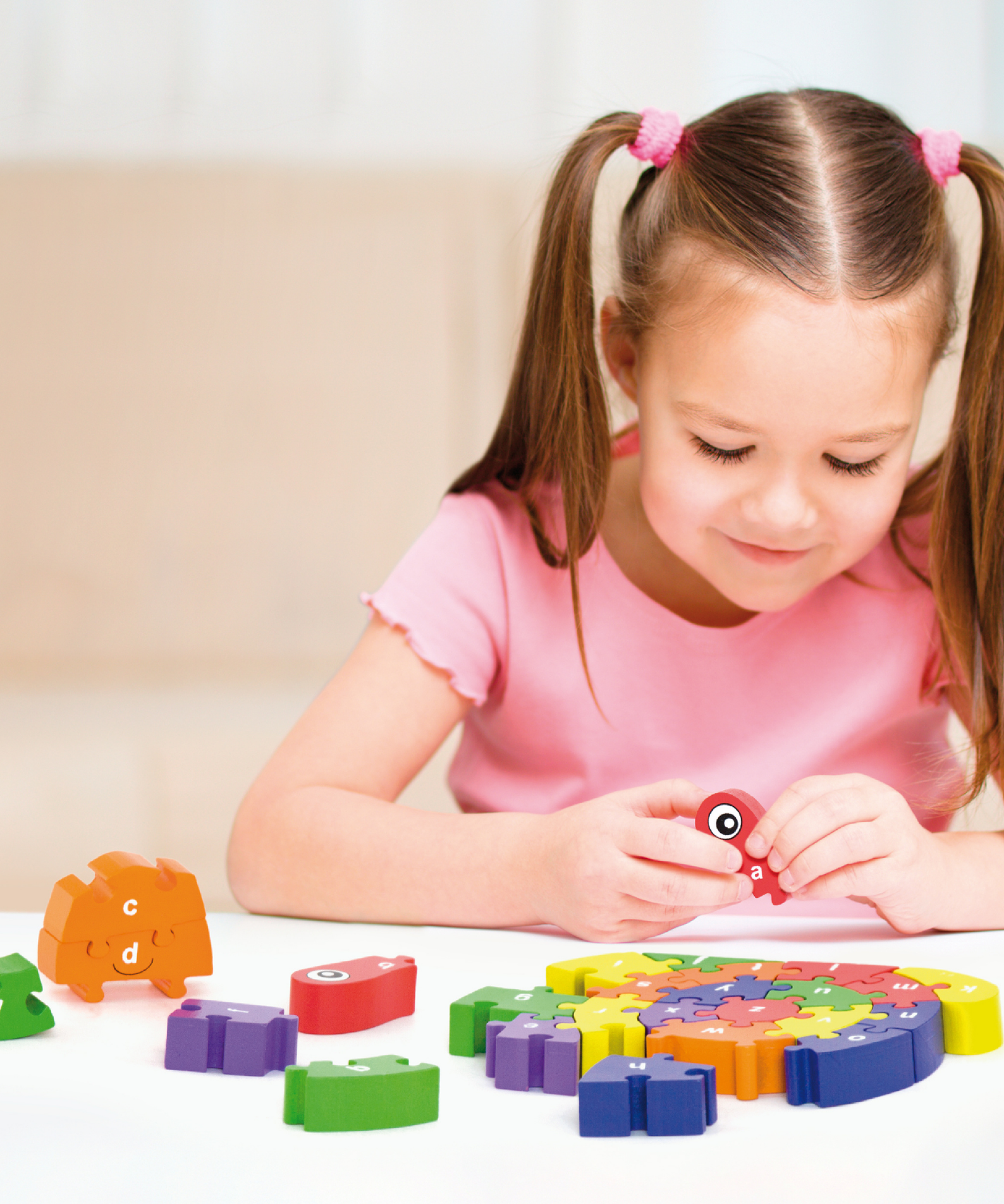 Viga 3D Snail with Alphabets, 26 Piece Jigsaw Block Puzzle, Montessori Wooden Toy, Develops Sensory, Cognitive & Fine Motor Skills, Non-Toxic & Eco-friendly Kids Educational Toy, 3Y+