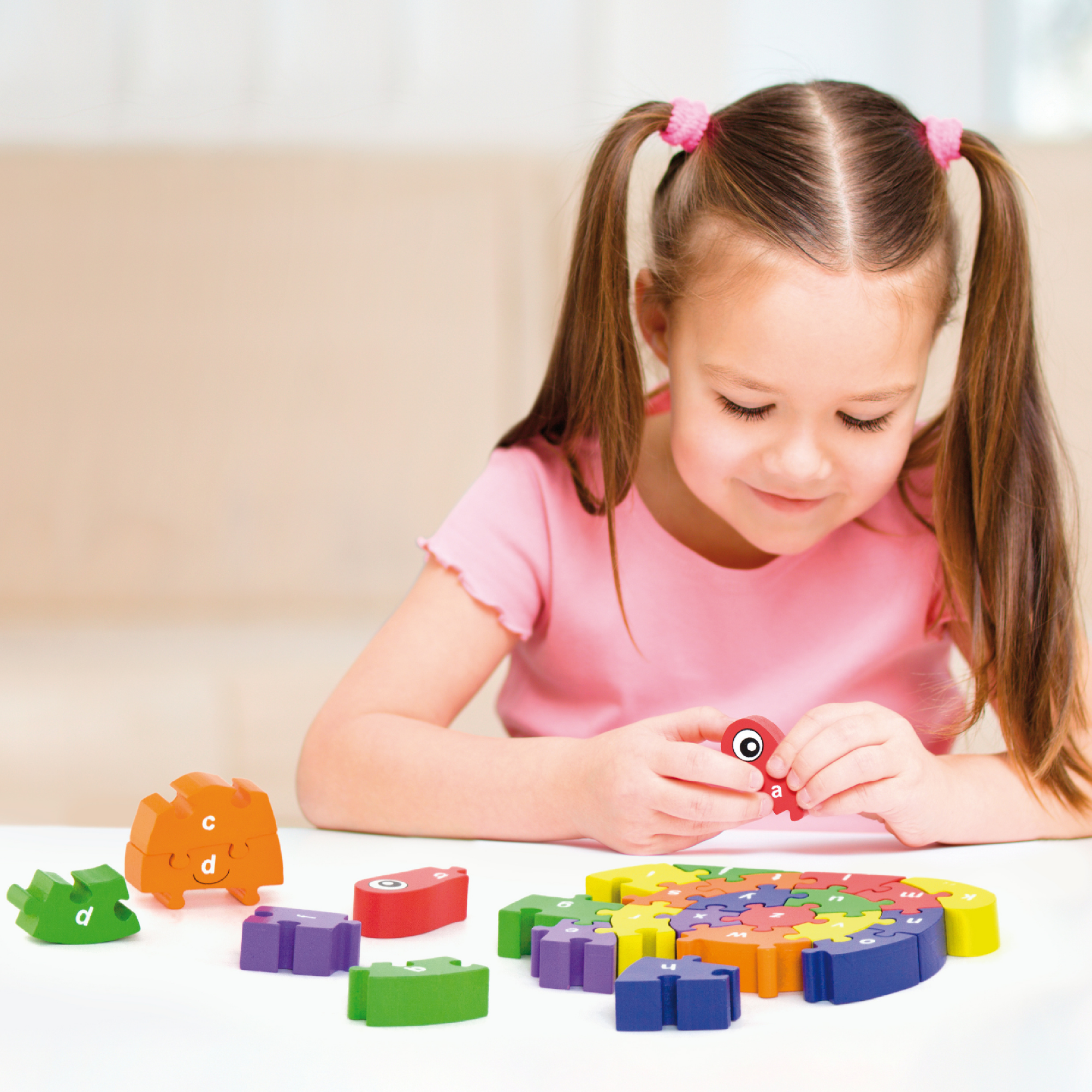 Viga 3D Snail with Alphabets, 26 Piece Jigsaw Block Puzzle, Montessori Wooden Toy, Develops Sensory, Cognitive & Fine Motor Skills, Non-Toxic & Eco-friendly Kids Educational Toy, 3Y+