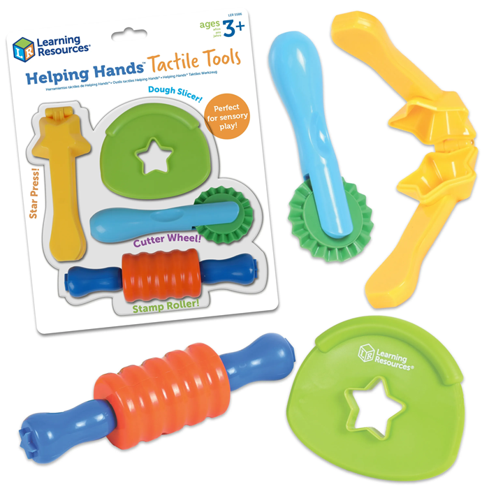 Learning Resources Helping Hands Tactile Tools – 4-Piece Fine Motor & Sensory Play Set