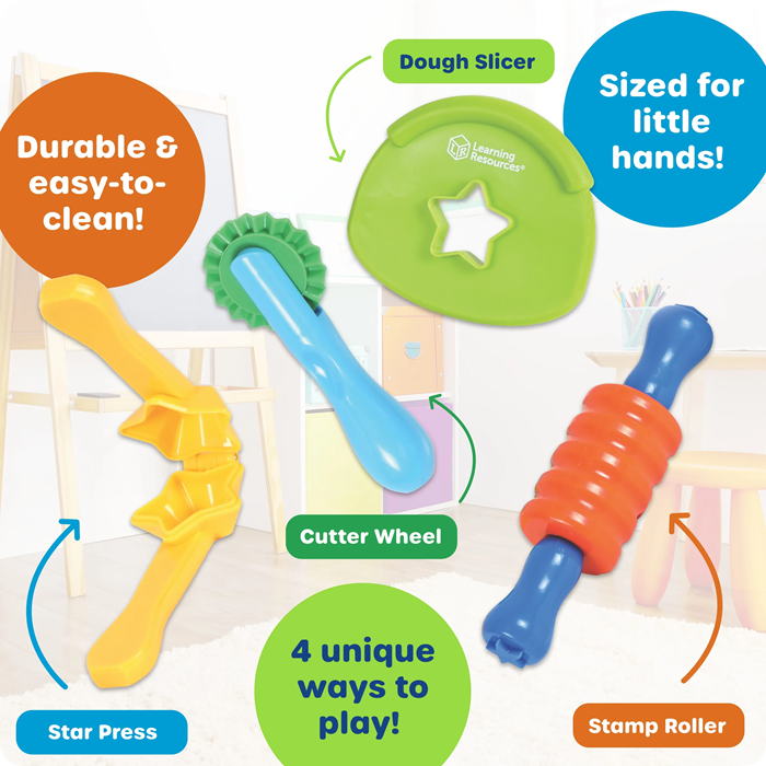 Learning Resources Helping Hands Tactile Tools – 4-Piece Fine Motor & Sensory Play Set