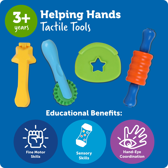 Learning Resources Helping Hands Tactile Tools – 4-Piece Fine Motor & Sensory Play Set