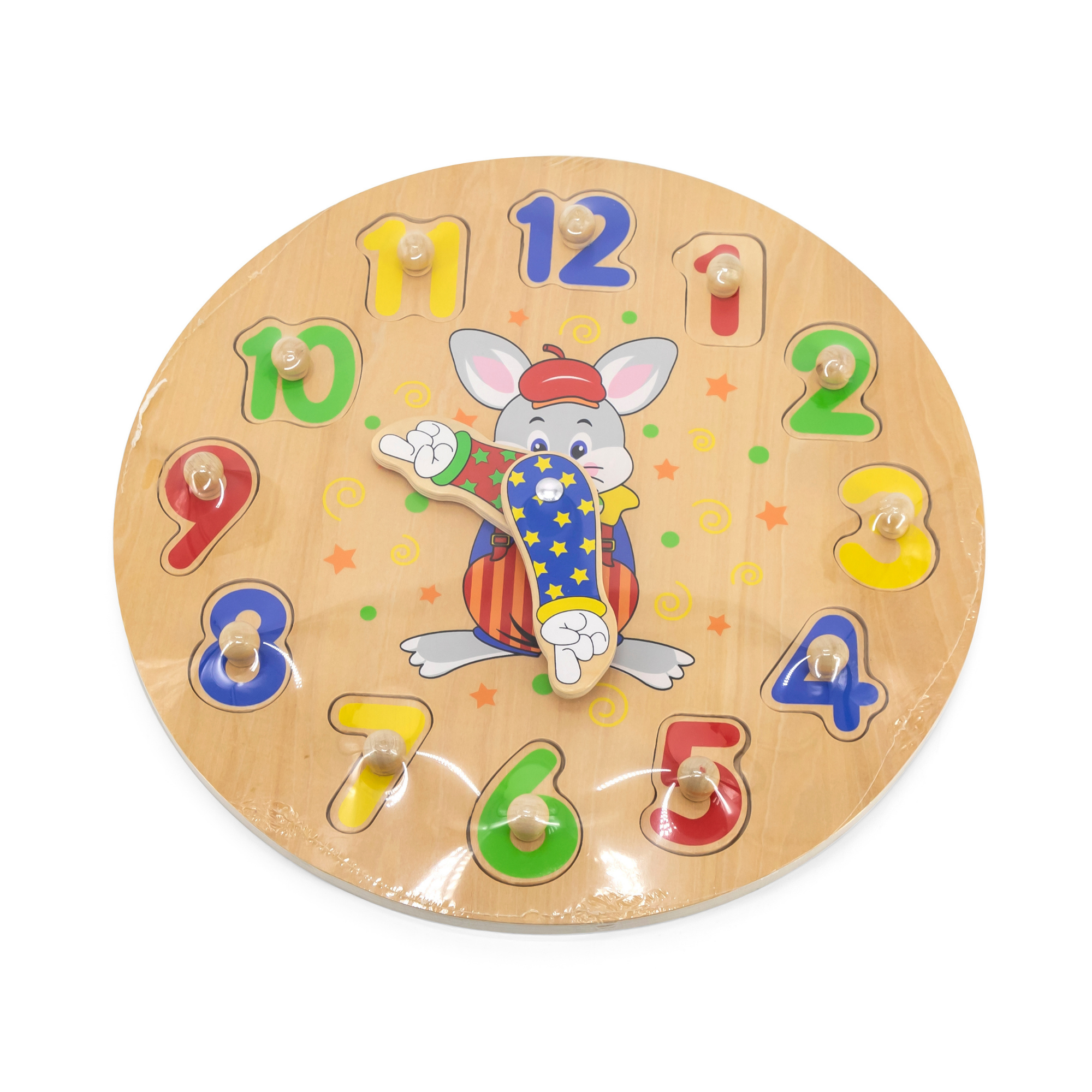 Viga Clock, 12 Piece Knob Puzzle, Montessori Wooden Toy, Develops Sensory, Cognitive & Fine Motor Skills, Non-Toxic & Eco-friendly Kids Educational Toy, Suitable for Boys and Girls Aged 2Y+
