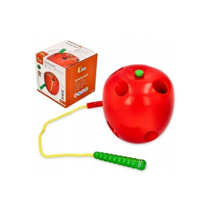 Viga Interlacing Worm in Apple – Wooden Threading & Fine Motor Activity Toy