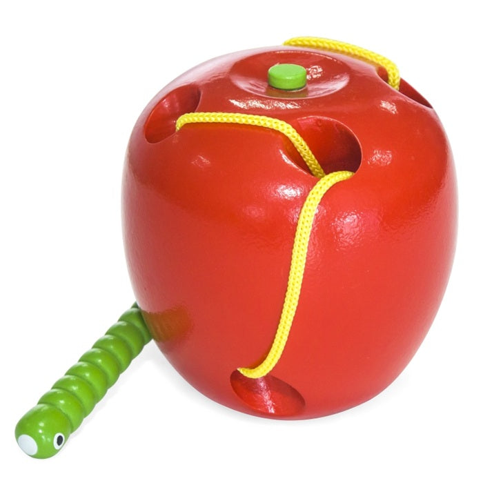 Viga Interlacing Worm in Apple – Wooden Threading & Fine Motor Activity Toy