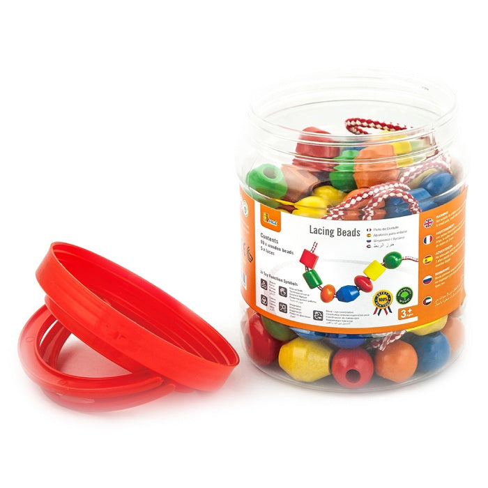 Viga Wooden Lacing Beads – 90-Piece Fine Motor & Colour Sorting Set