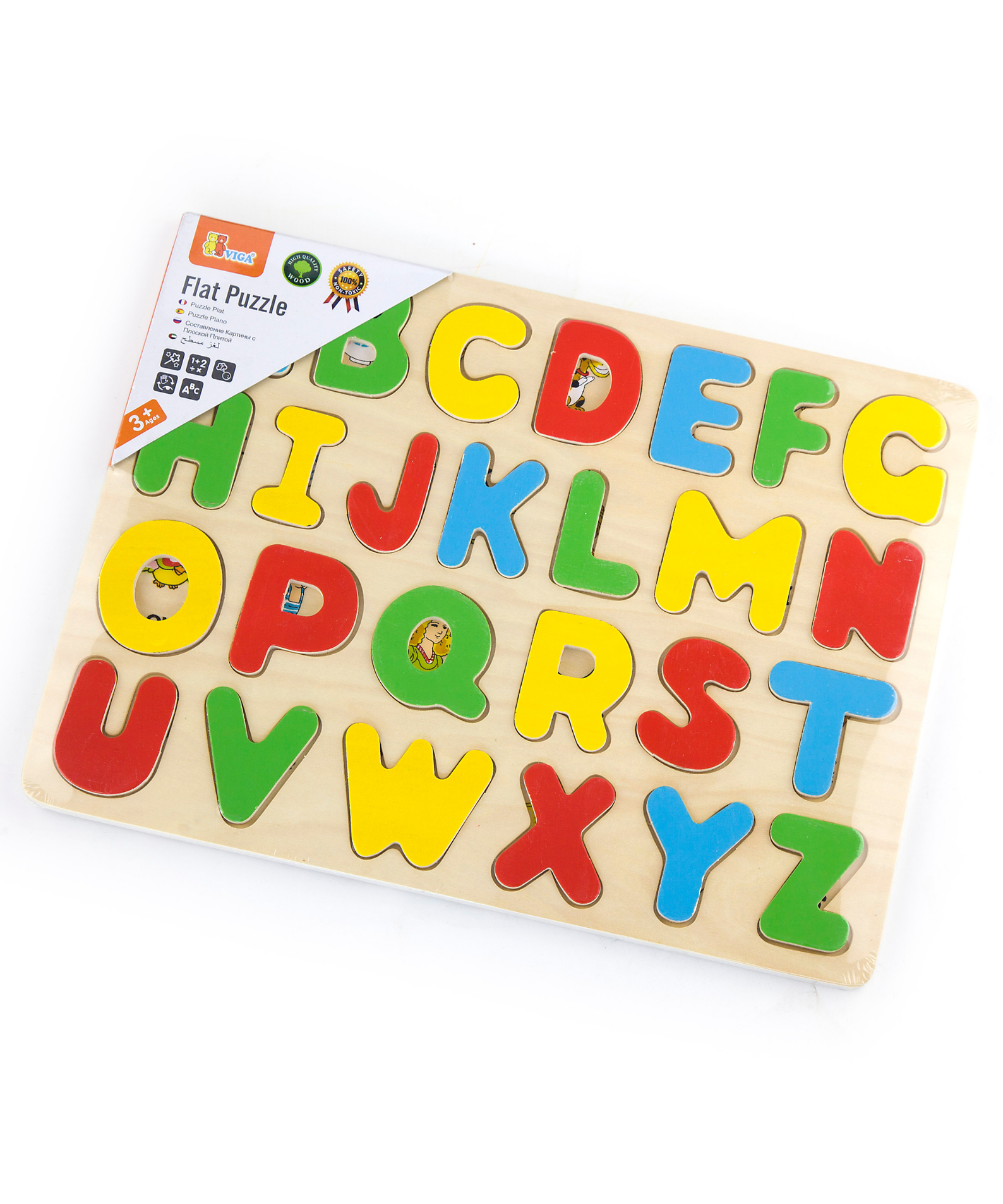 Viga ABC Alphabets, 26 Piece Block Puzzle, Montessori Wooden Toy, Develops Sensory, Cognitive & Fine Motor Skills, Non-Toxic & Eco-friendly Kids Educational Toy, Suitable for Boys and Girls Aged 3Y+