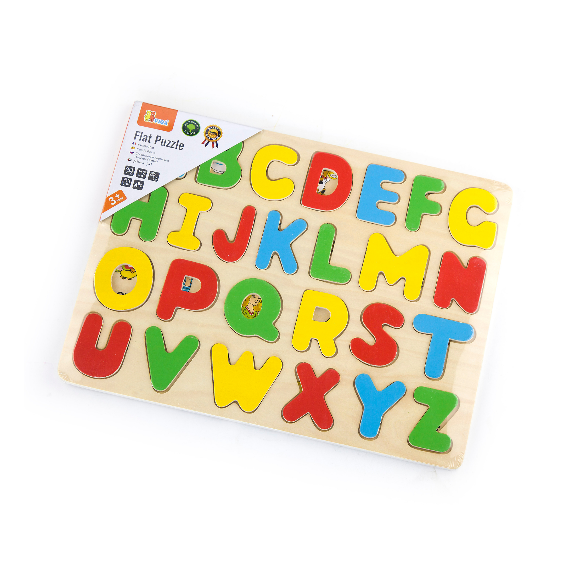 Viga ABC Alphabets, 26 Piece Block Puzzle, Montessori Wooden Toy, Develops Sensory, Cognitive & Fine Motor Skills, Non-Toxic & Eco-friendly Kids Educational Toy, Suitable for Boys and Girls Aged 3Y+