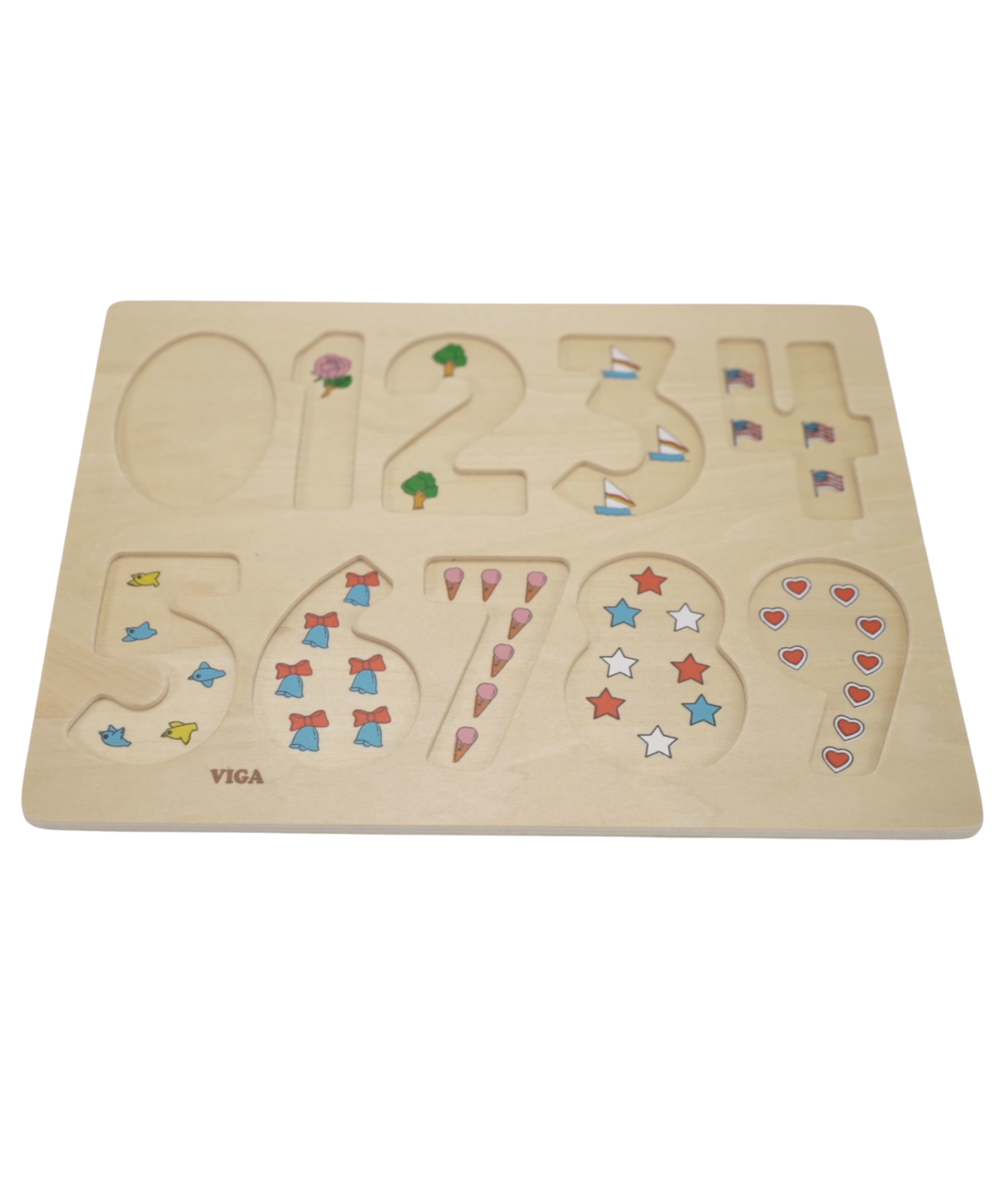 Viga 0-9 Numbers, 10 Piece Block Puzzle, Montessori Wooden Toy, Develops Sensory, Cognitive & Fine Motor Skills, Non-Toxic & Eco-friendly Kids Educational Toy, Suitable for Boys and Girls Aged 3Y+