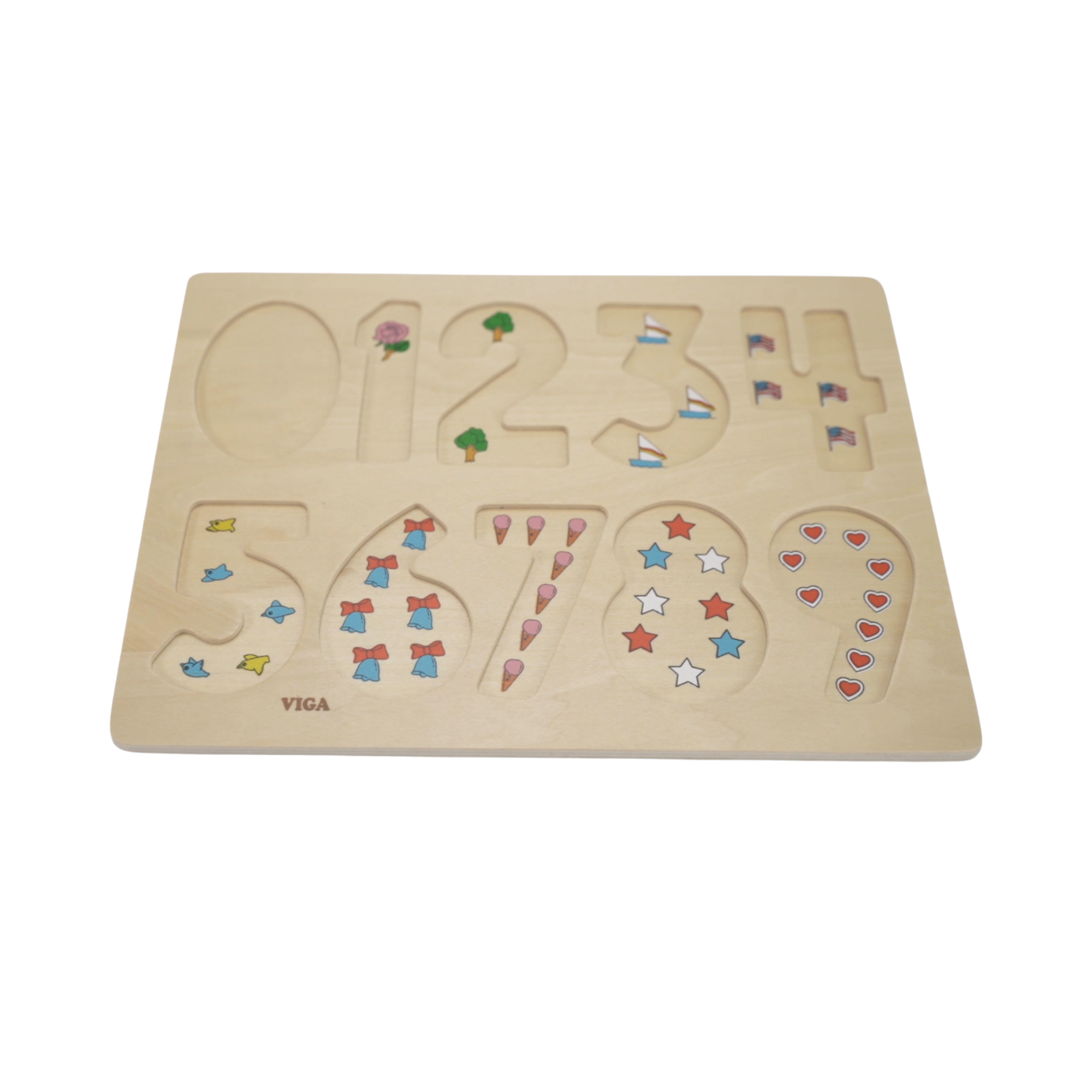 Viga 0-9 Numbers, 10 Piece Block Puzzle, Montessori Wooden Toy, Develops Sensory, Cognitive & Fine Motor Skills, Non-Toxic & Eco-friendly Kids Educational Toy, Suitable for Boys and Girls Aged 3Y+