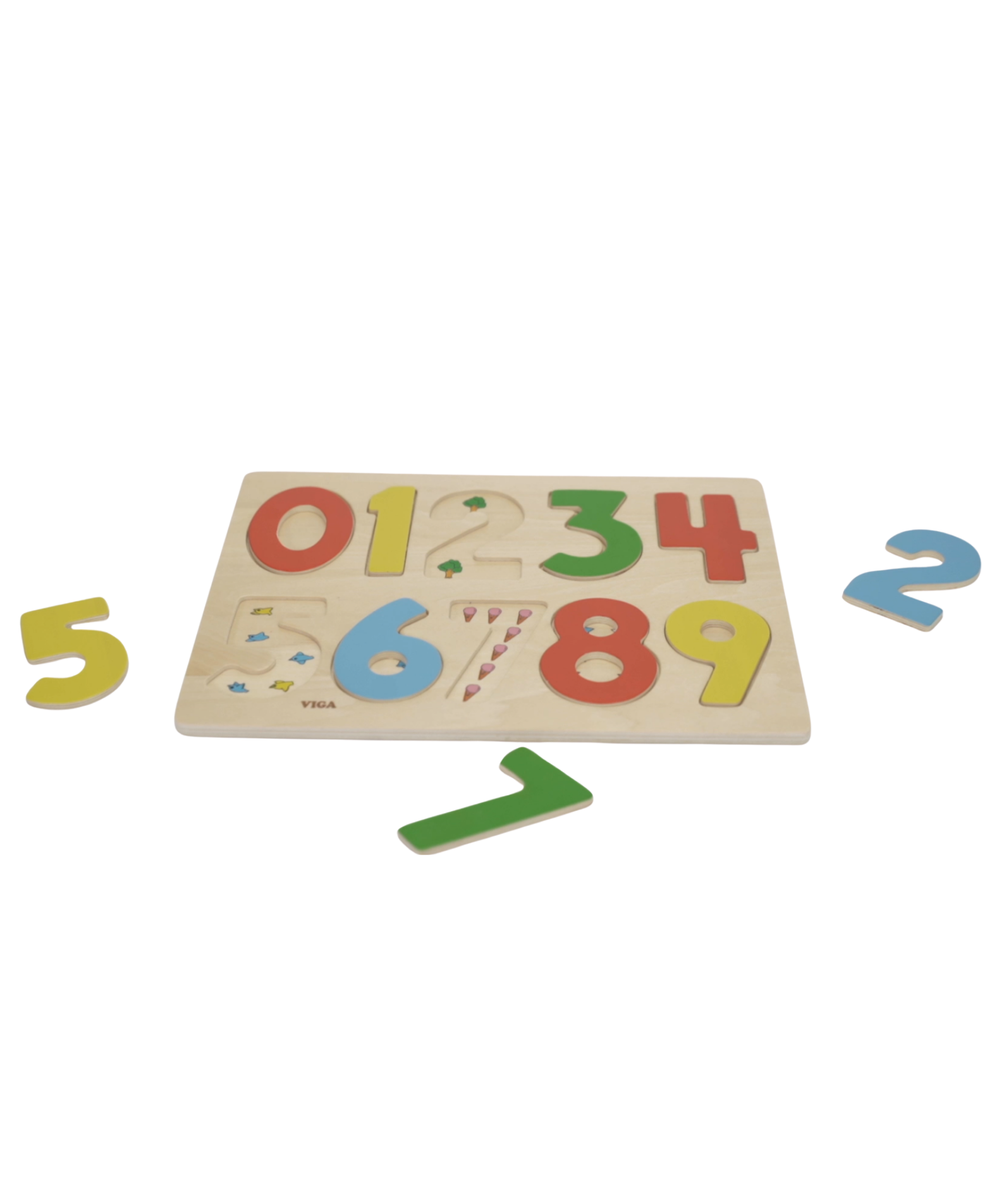 Viga 0-9 Numbers, 10 Piece Block Puzzle, Montessori Wooden Toy, Develops Sensory, Cognitive & Fine Motor Skills, Non-Toxic & Eco-friendly Kids Educational Toy, Suitable for Boys and Girls Aged 3Y+