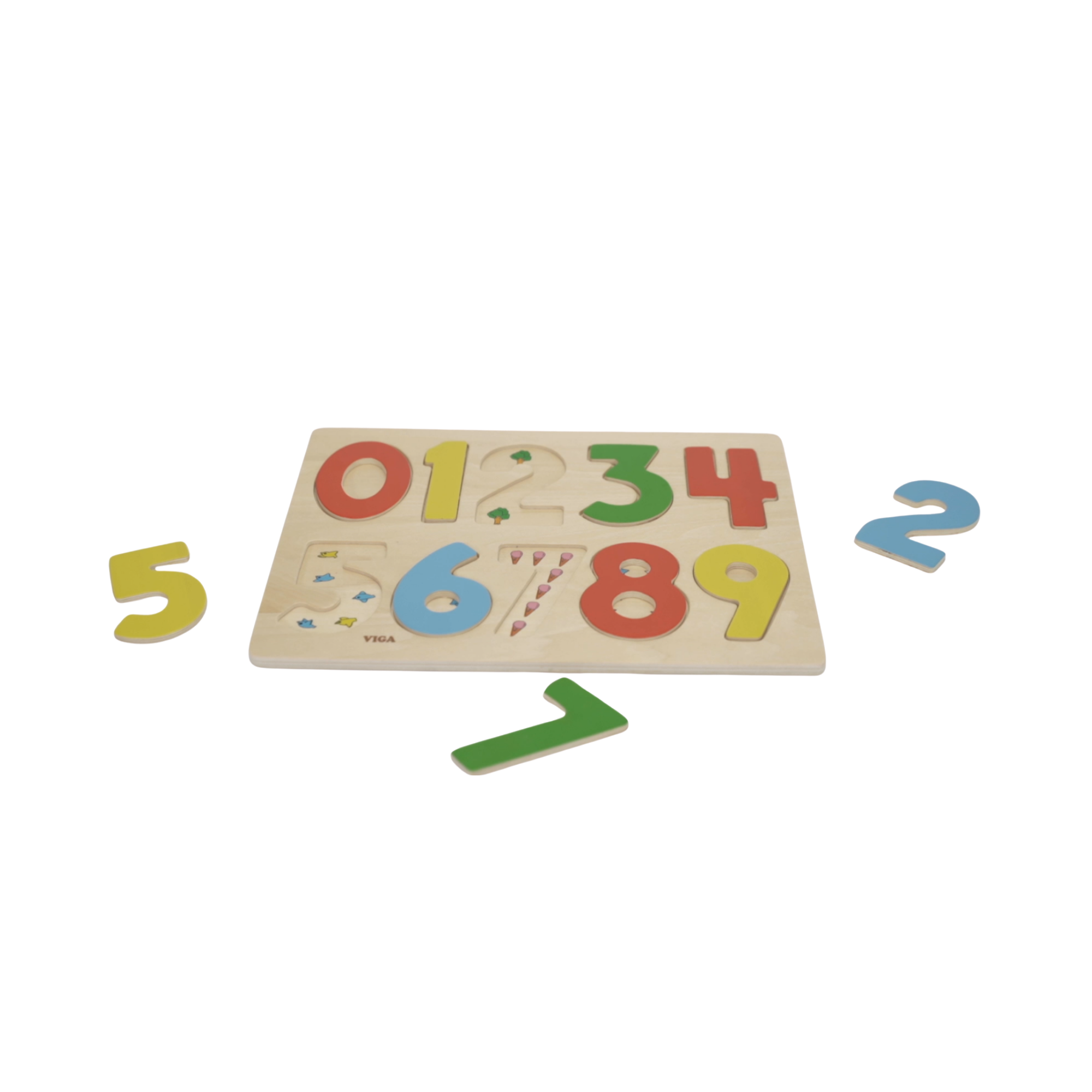 Viga 0-9 Numbers, 10 Piece Block Puzzle, Montessori Wooden Toy, Develops Sensory, Cognitive & Fine Motor Skills, Non-Toxic & Eco-friendly Kids Educational Toy, Suitable for Boys and Girls Aged 3Y+