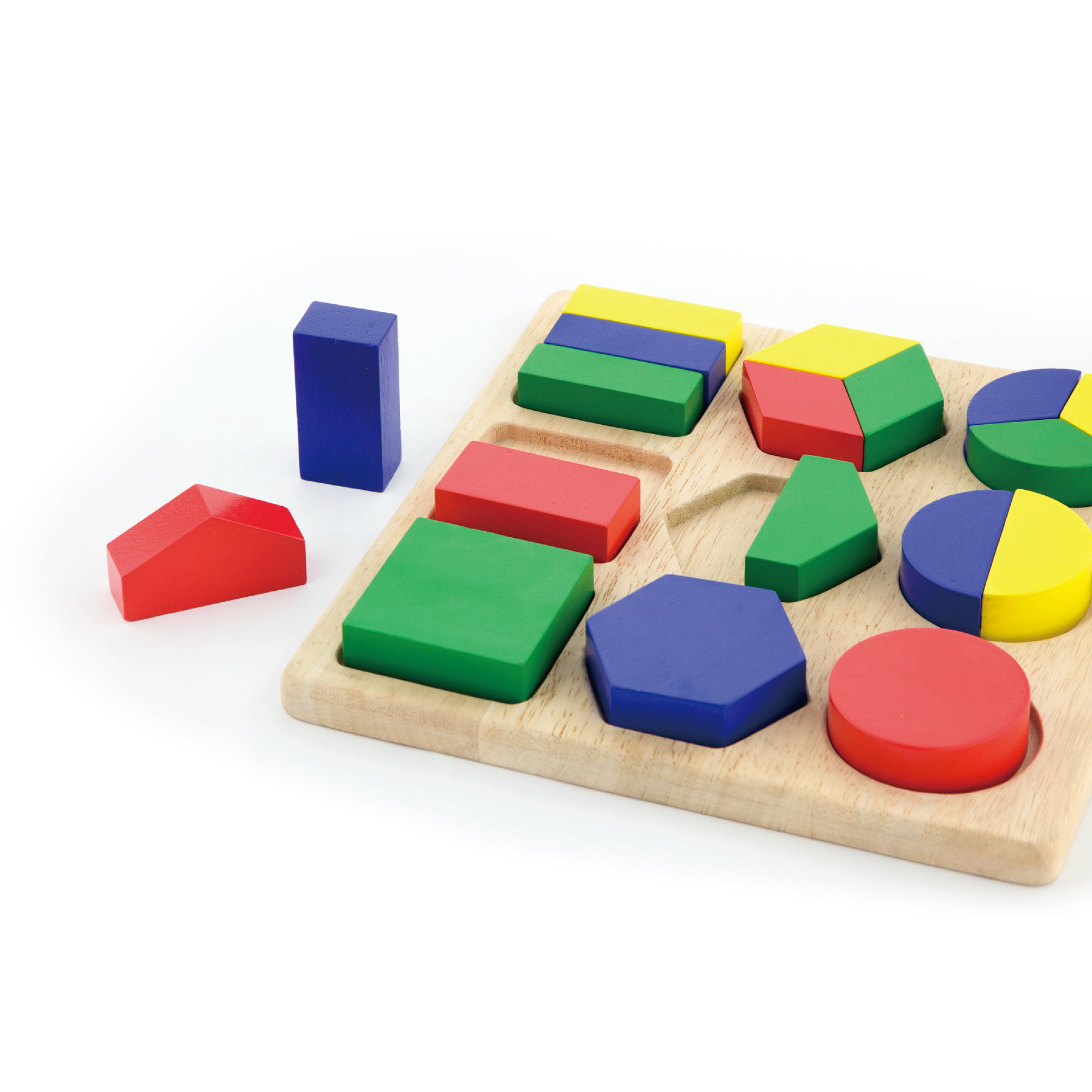 Viga Shapes, 18 Piece Geometric Block Puzzle, Montessori Wooden Toy, Develops Sensory, Cognitive & Fine Motor Skills, Non-Toxic & Eco-friendly Kids Educational Toy, Suitable for Children Aged 12M+