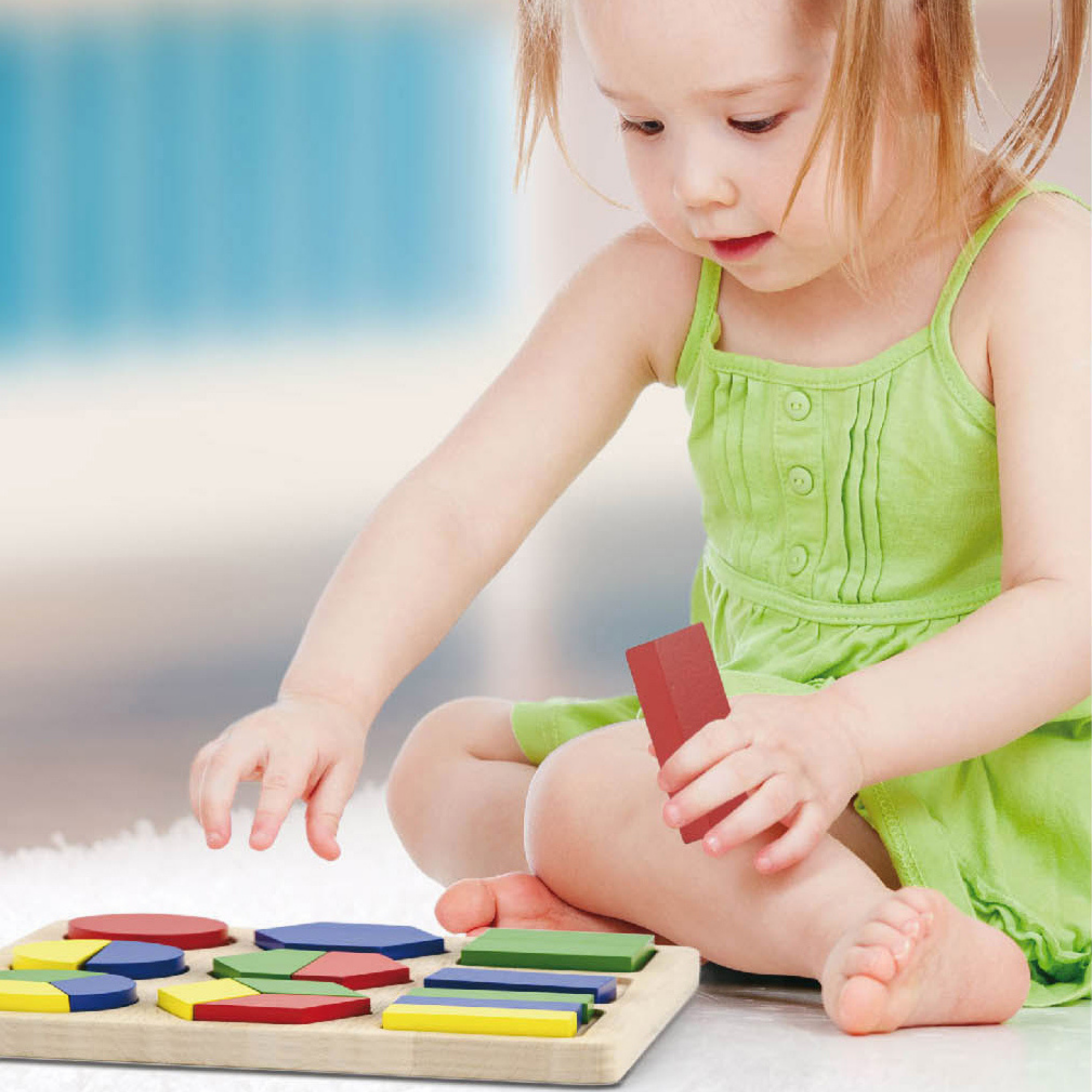 Viga Shapes, 18 Piece Geometric Block Puzzle, Montessori Wooden Toy, Develops Sensory, Cognitive & Fine Motor Skills, Non-Toxic & Eco-friendly Kids Educational Toy, Suitable for Children Aged 12M+