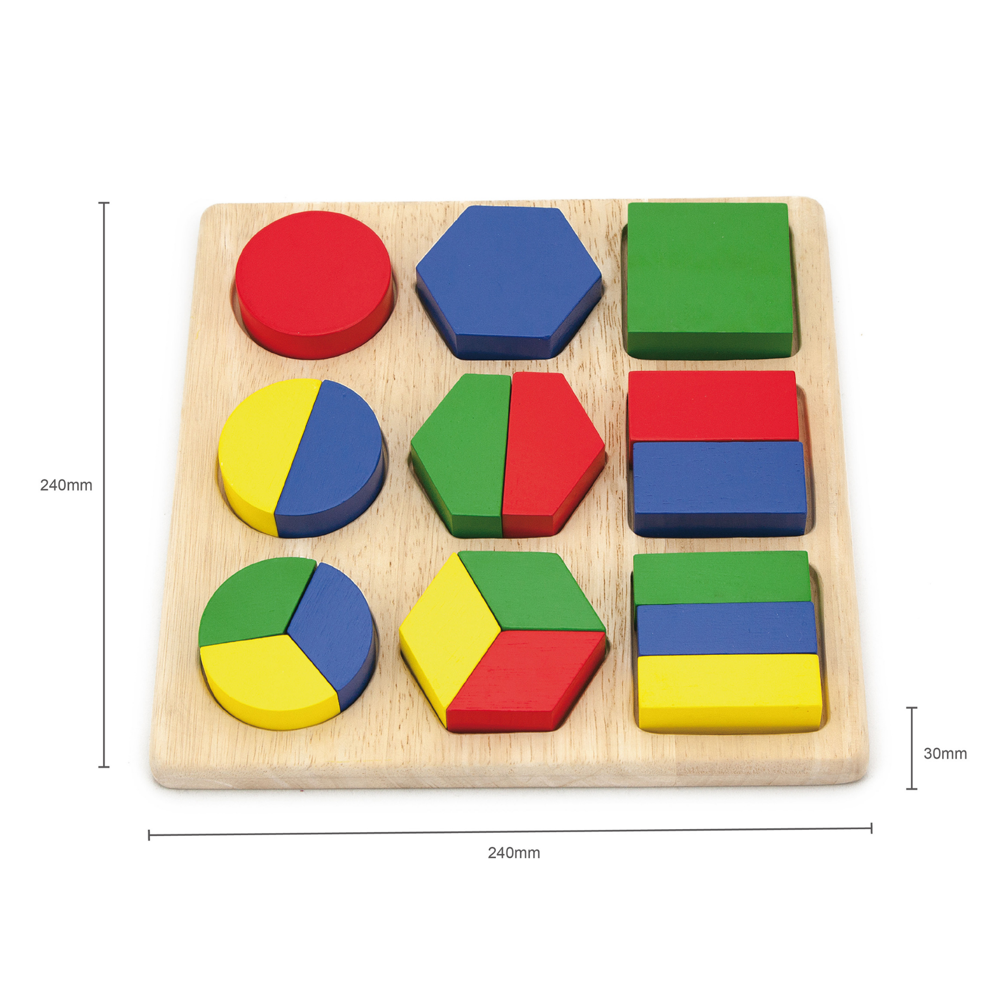 Viga Shapes, 18 Piece Geometric Block Puzzle, Montessori Wooden Toy, Develops Sensory, Cognitive & Fine Motor Skills, Non-Toxic & Eco-friendly Kids Educational Toy, Suitable for Children Aged 12M+