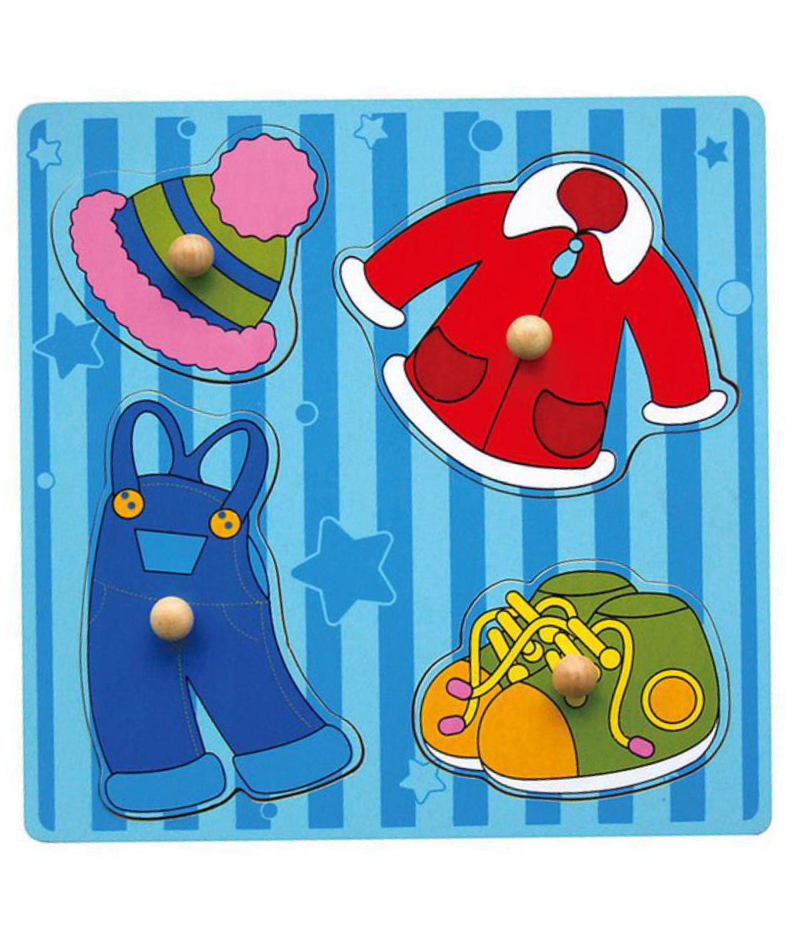 Viga Dresses, 4 Piece Knob Puzzle, Montessori Wooden Toy, Develops Sensory, Cognitive & Fine Motor Skills, Non-Toxic & Eco-friendly Kids Educational Toy, Suitable for Boys and Girls Aged 12M+