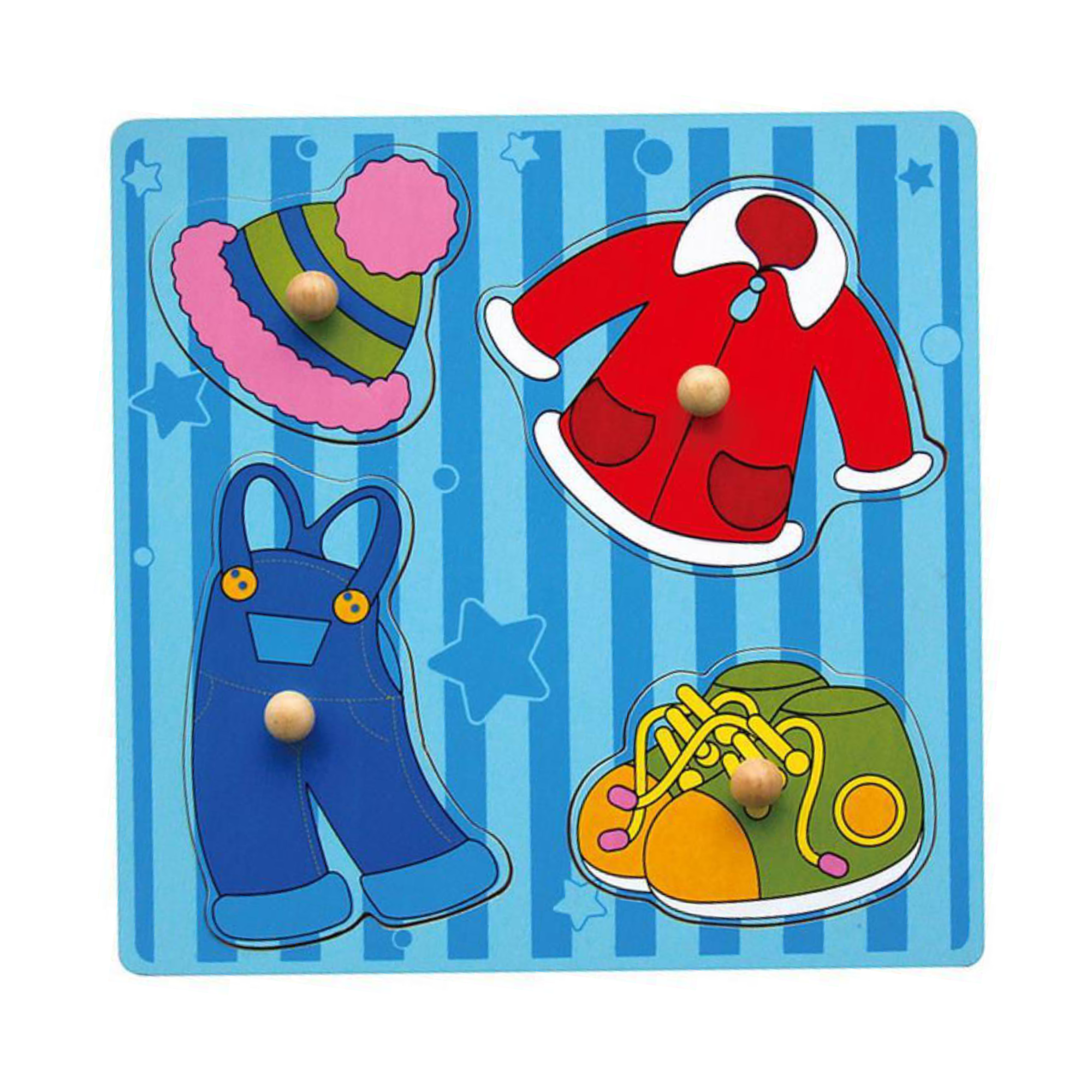 Viga Dresses, 4 Piece Knob Puzzle, Montessori Wooden Toy, Develops Sensory, Cognitive & Fine Motor Skills, Non-Toxic & Eco-friendly Kids Educational Toy, Suitable for Boys and Girls Aged 12M+