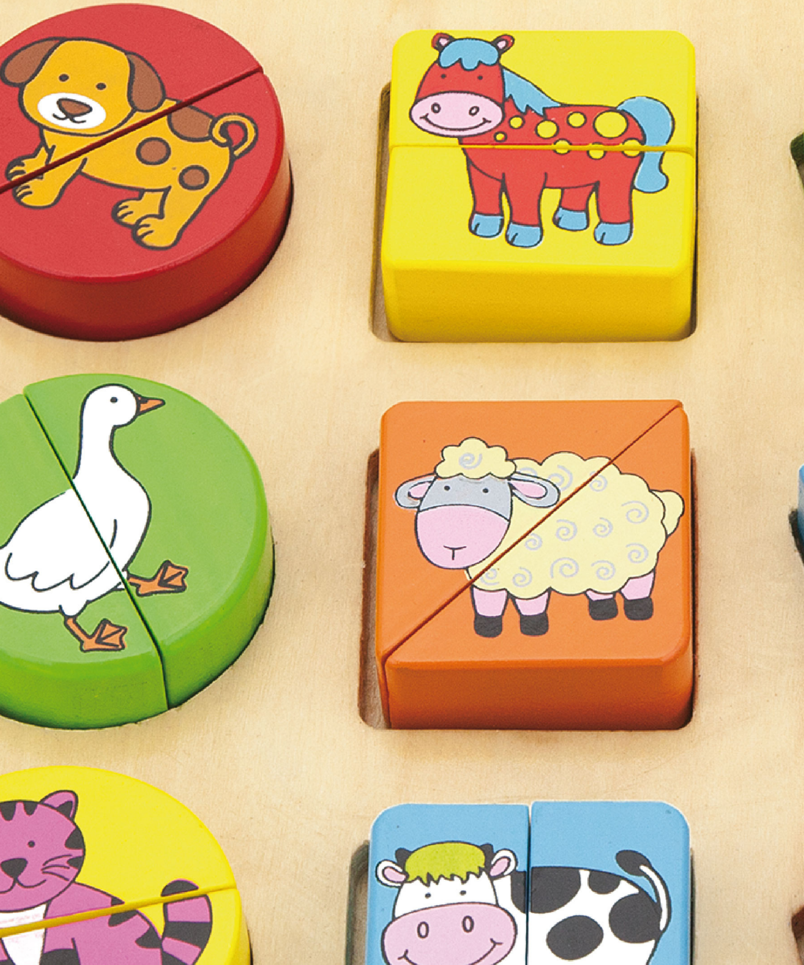 Viga Farm Animals, 18 Piece Geometric Block Puzzle, Montessori Wooden Toy, Develops Sensory, Cognitive & Fine Motor Skills, Non-Toxic & Eco-friendly Kids Educational Toy, Suitable for Children 18M+